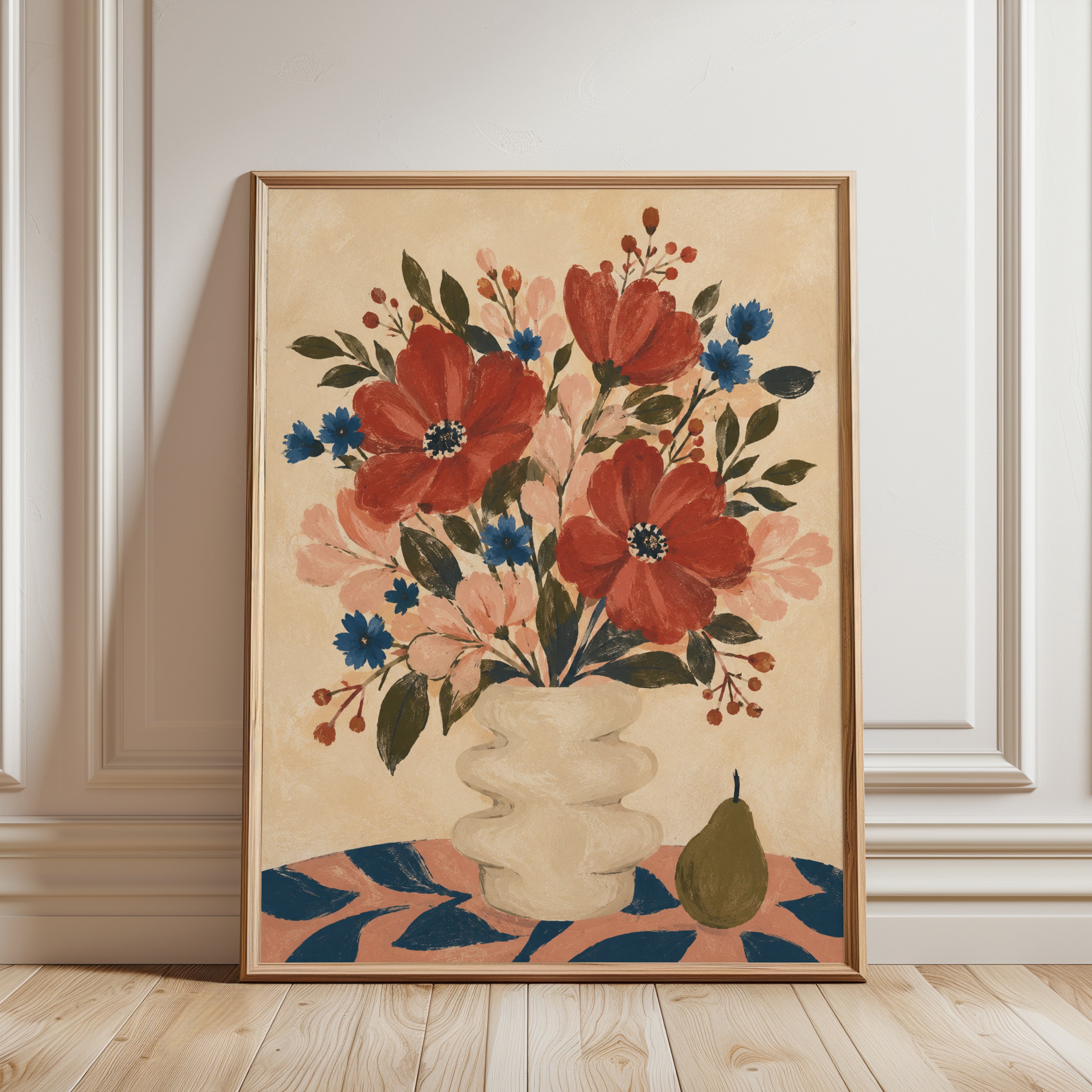 Folk Art Floral Print - framed detail