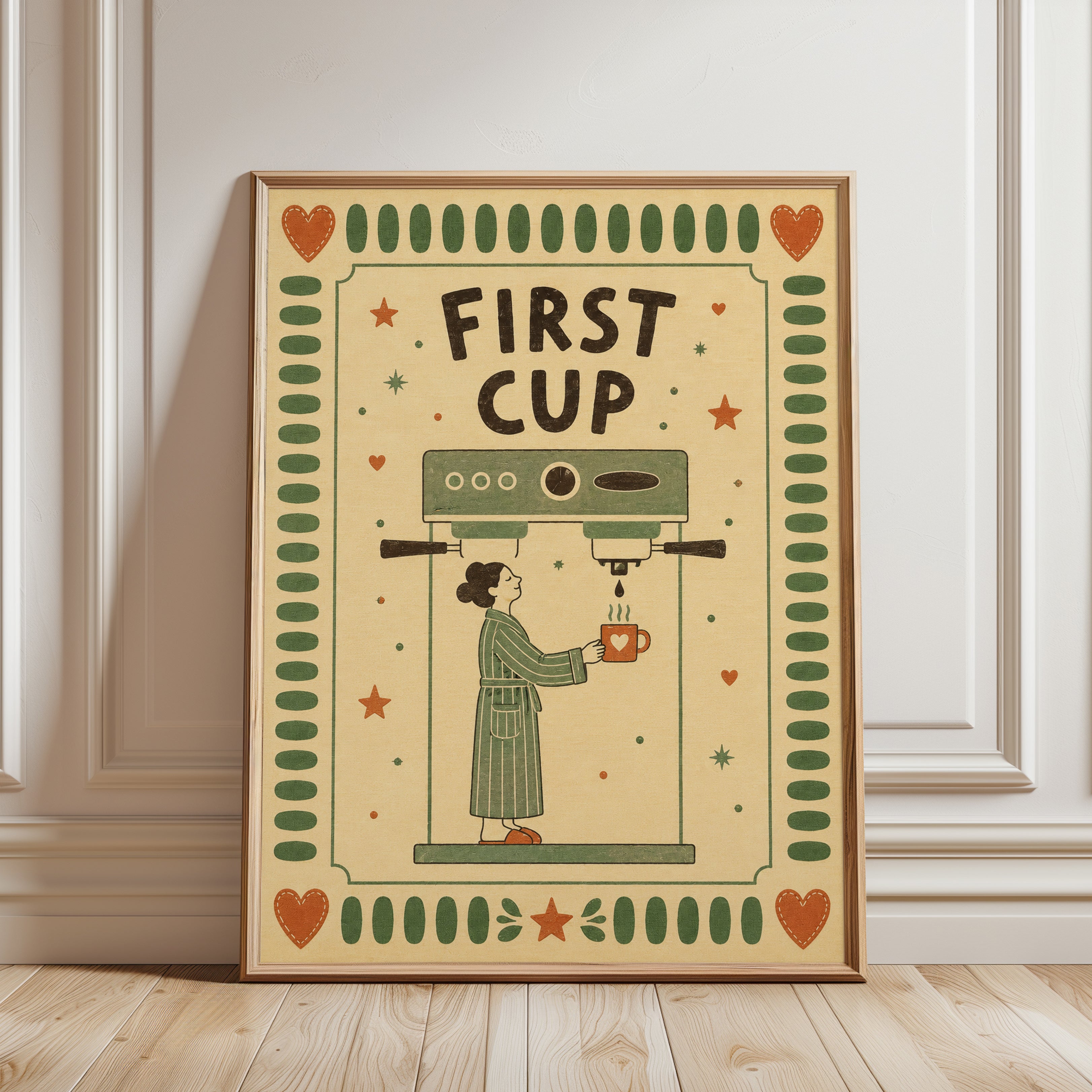 First Cup Coffee Print - framed detail