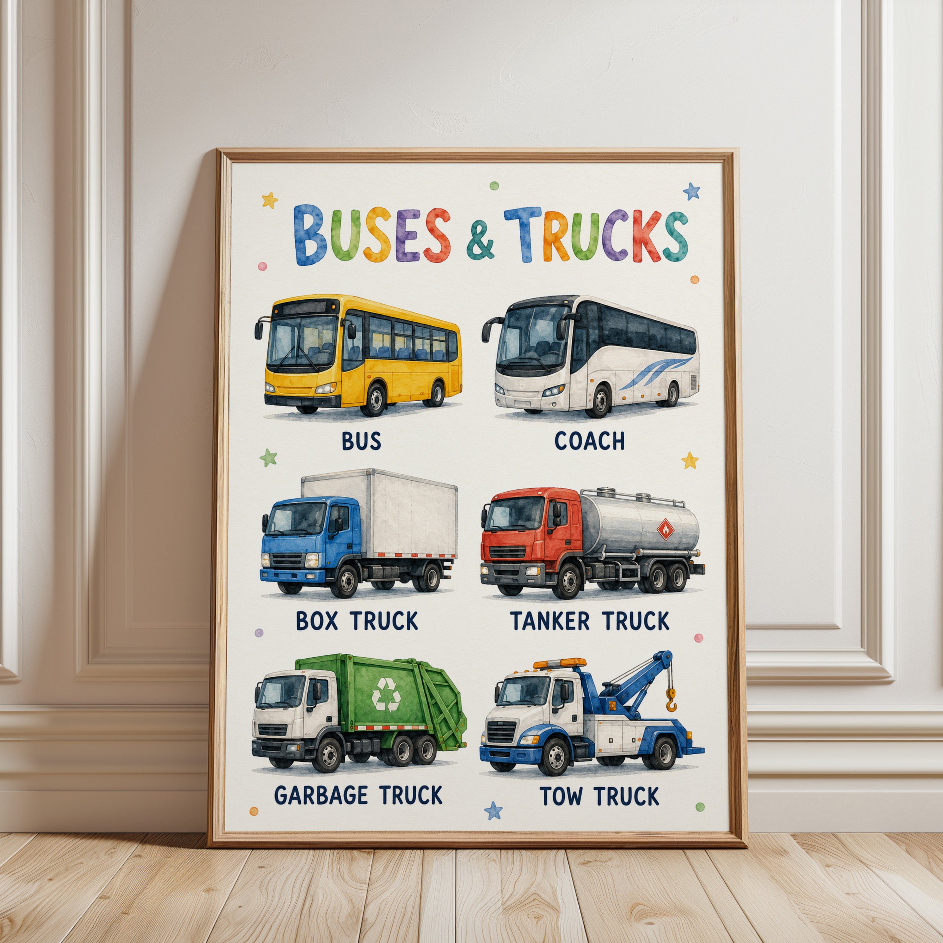 Kids Room Vehicle Print - framed detail