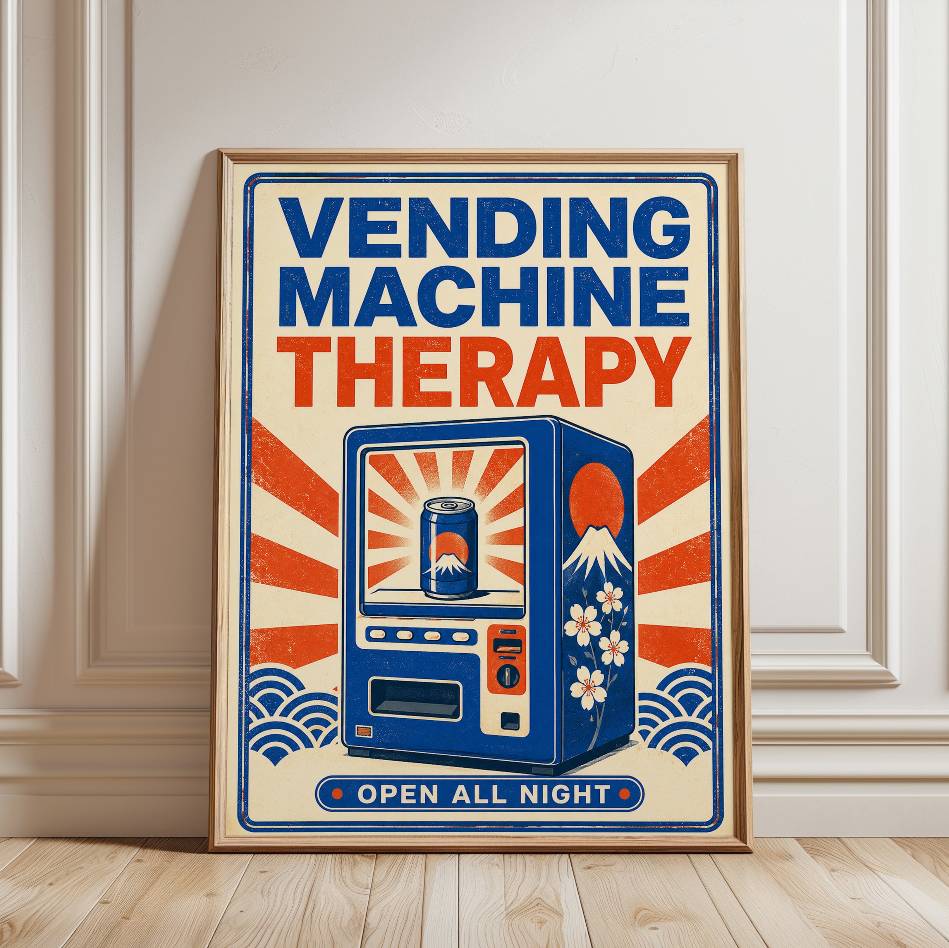 Vending Machine Wall Art – Retro Japanese Poster - framed detail