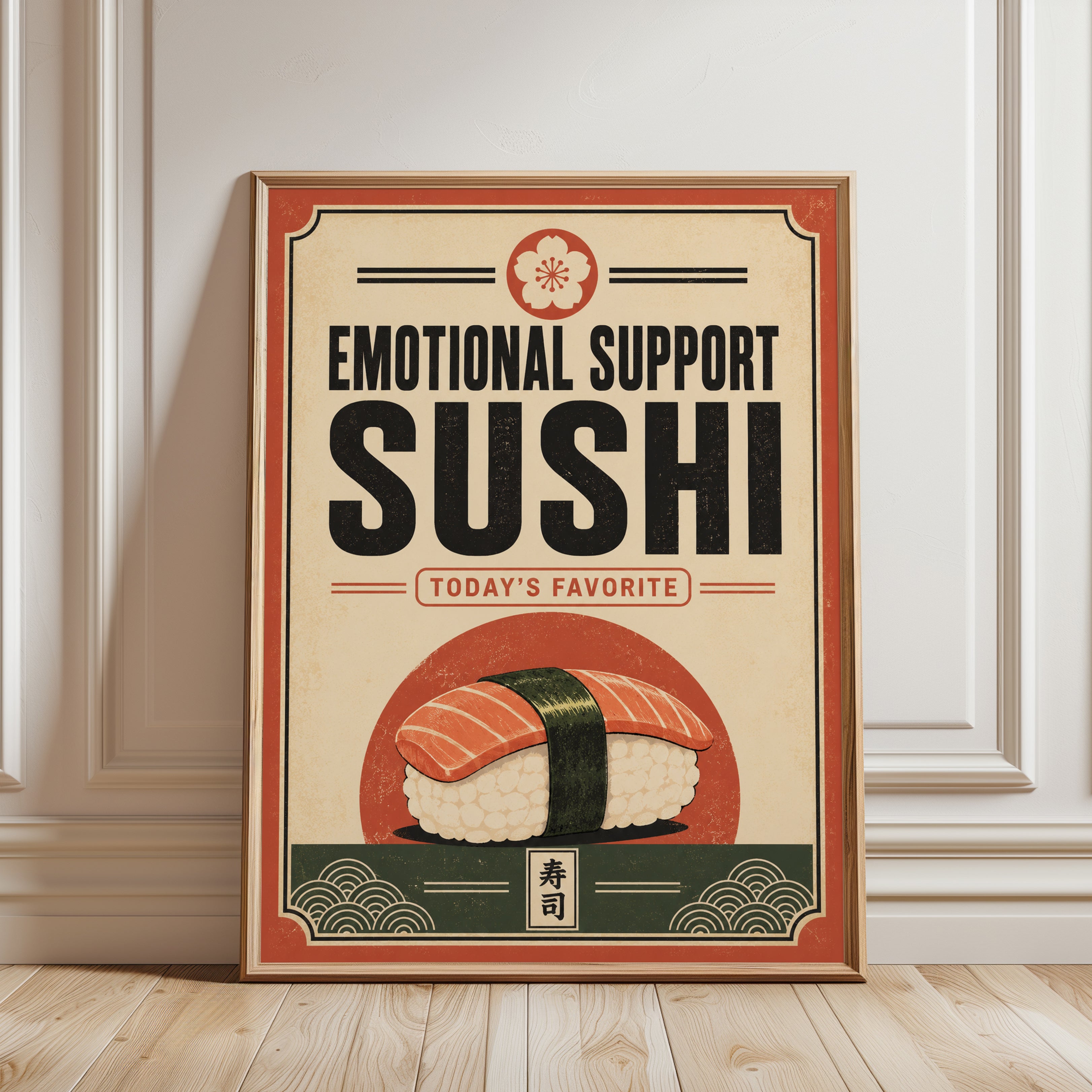 Sushi Wall Art – Funny Kitchen Decor - framed detail