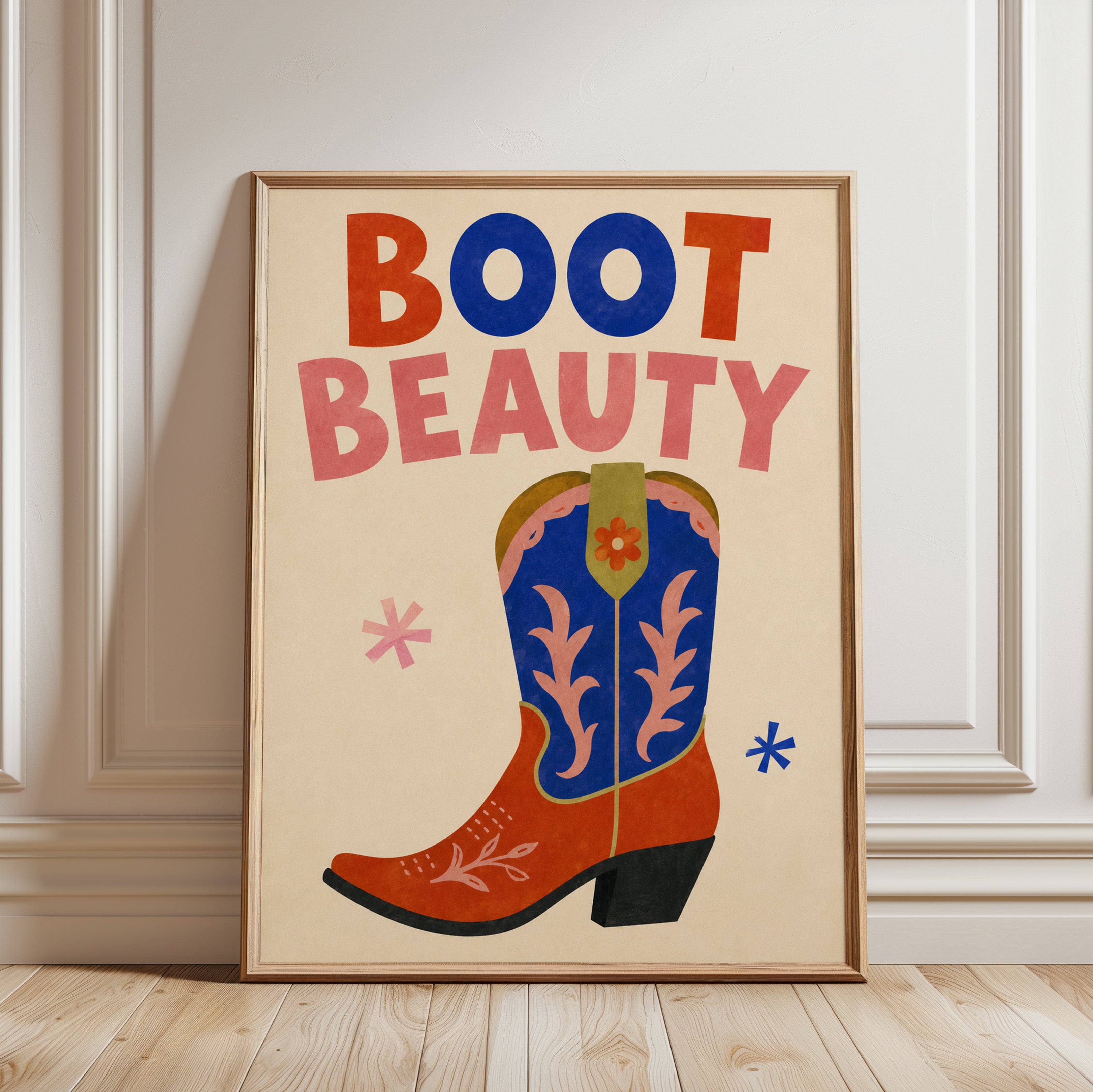 Western Typography Print – Cowgirl Boot Wall Art - framed detail
