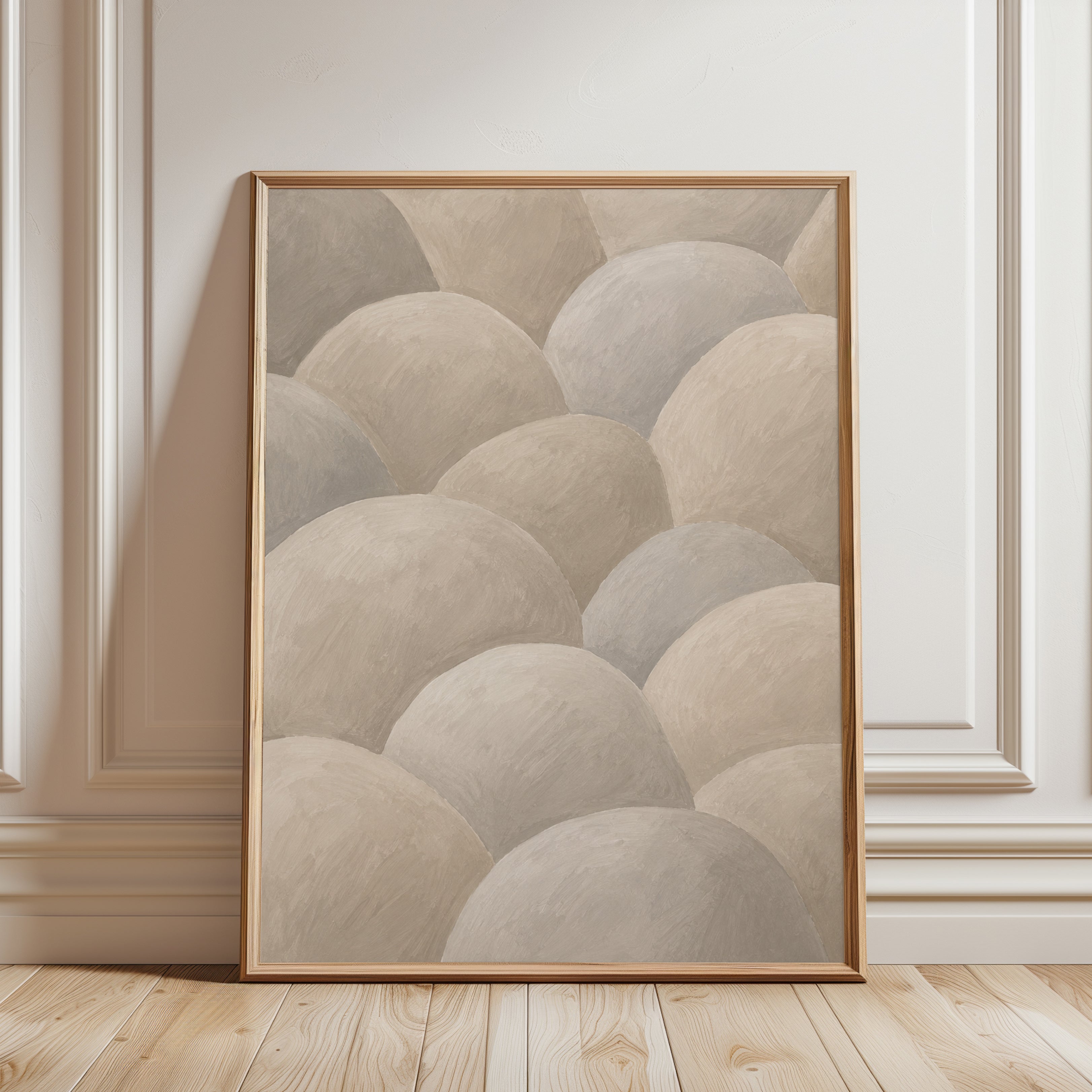 Neutral Abstract Wall Art – Organic Shapes Print - framed detail