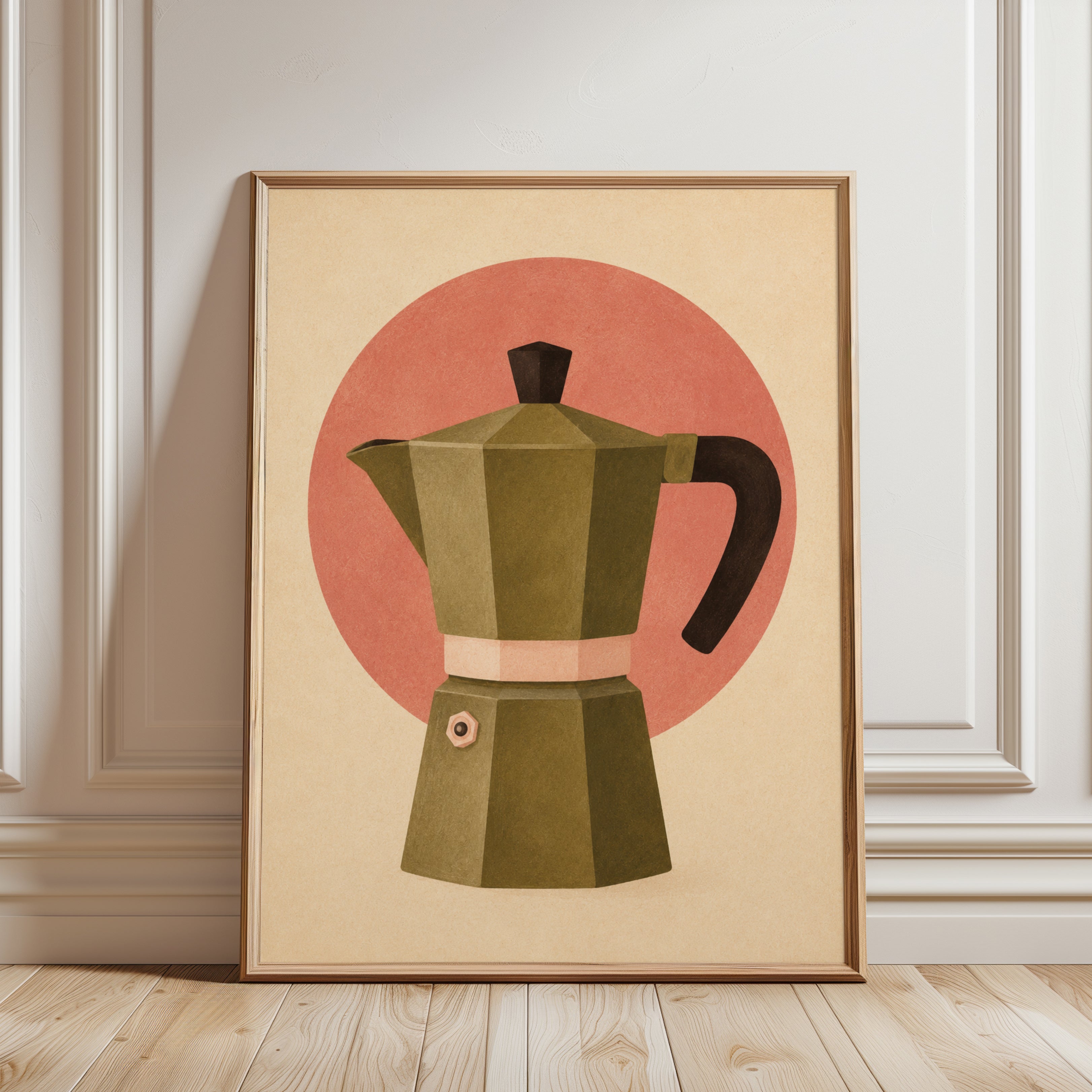 Mid-Century Moka Pot Print - framed detail