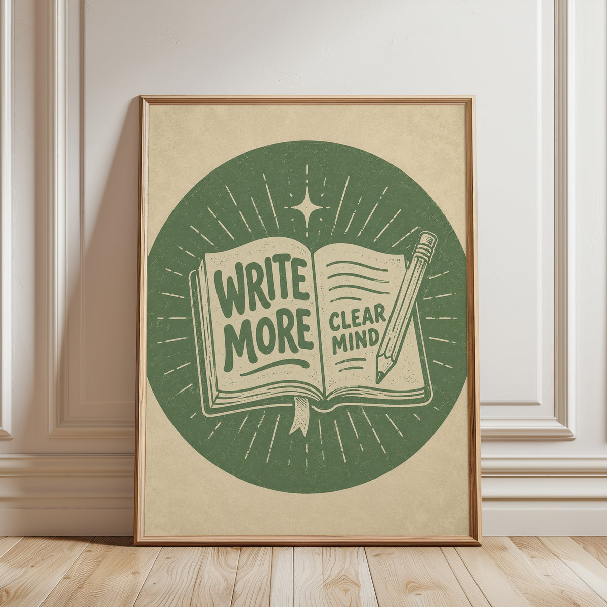 Write More Book Print - framed detail