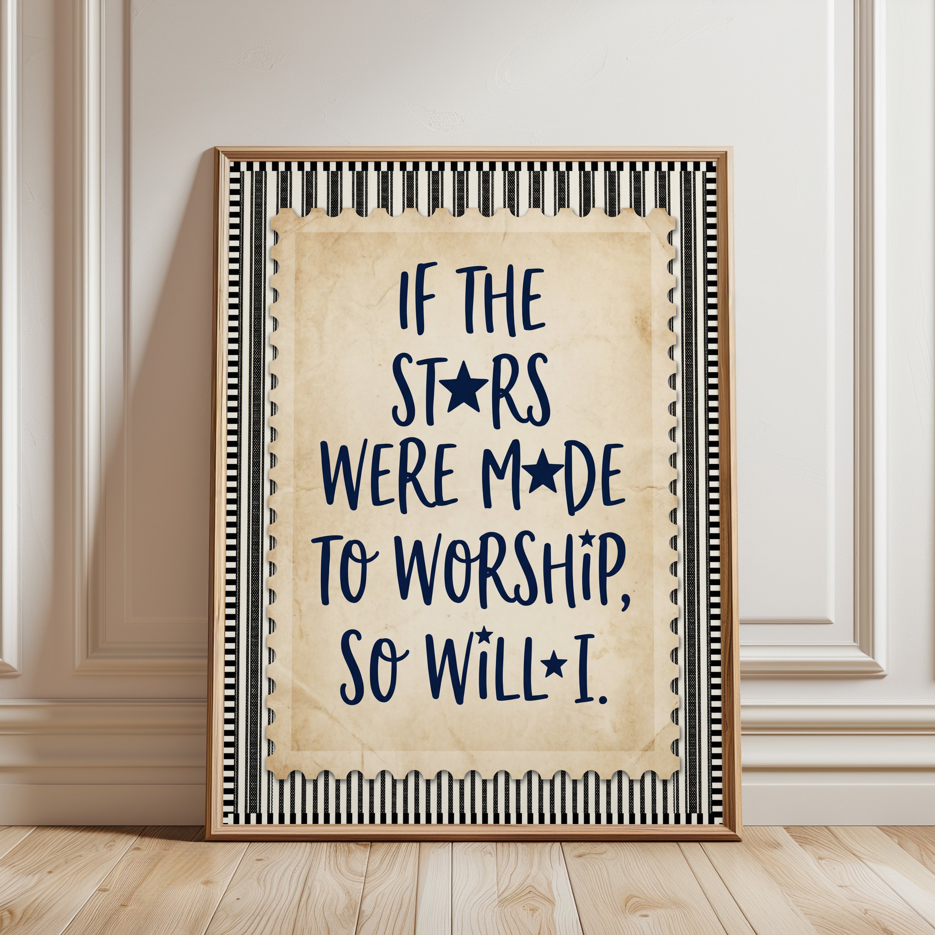 Inspirational Star Quote Print: Vintage Typography - framed detail