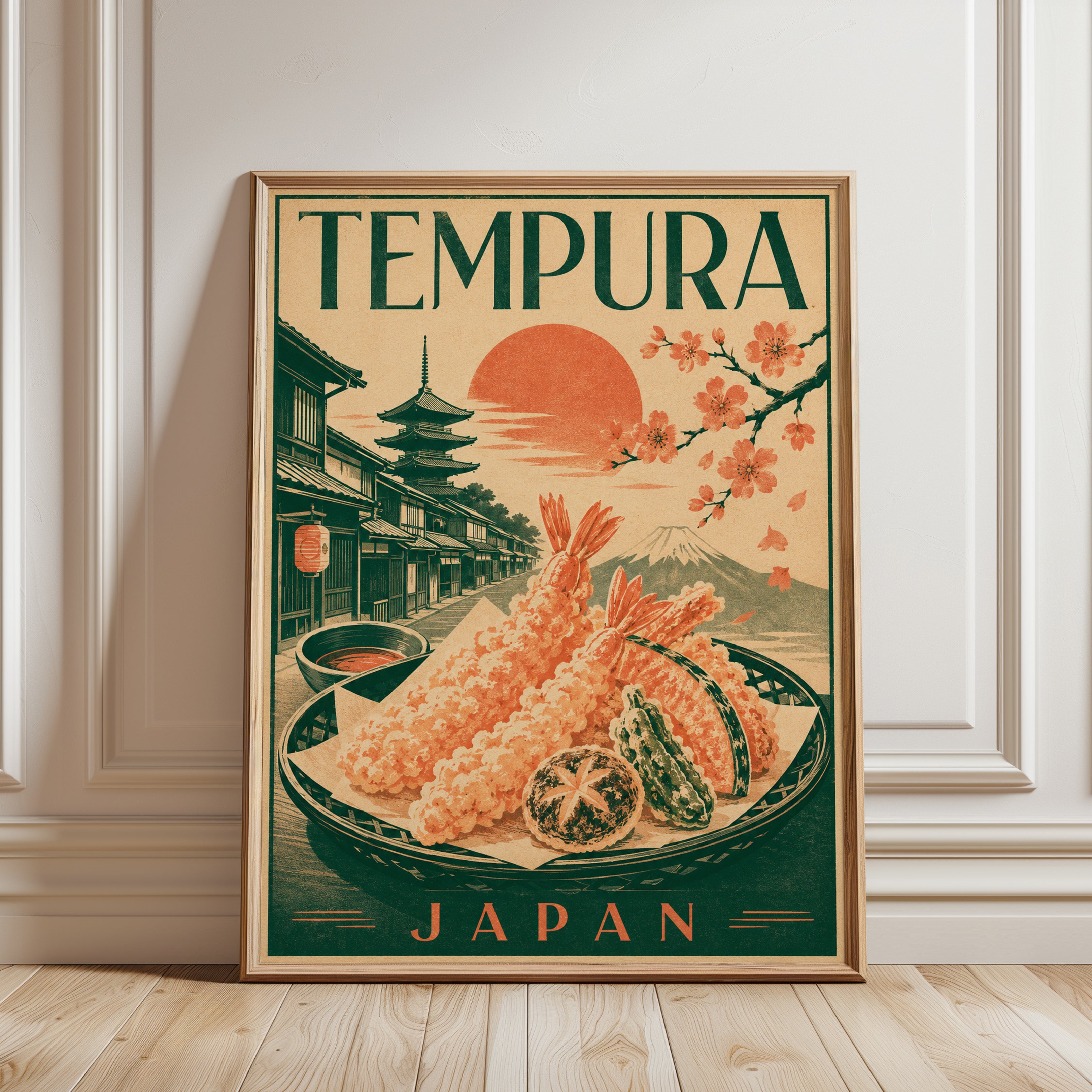 Tempura Poster Print: Vintage Japanese Food Art (Kitchen Decor) - framed detail