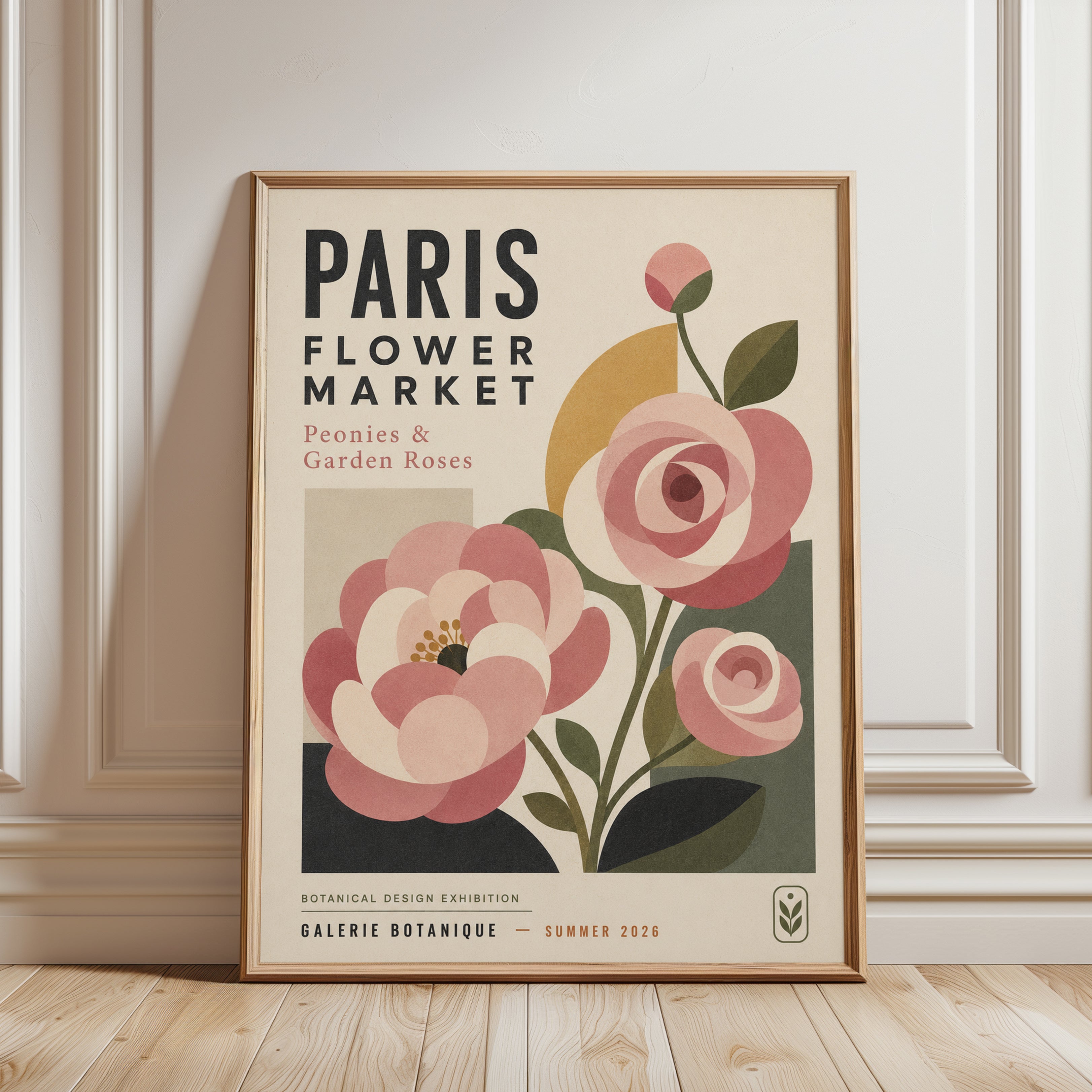 Paris Flower Market Print — Vintage Botanical Poster - framed detail