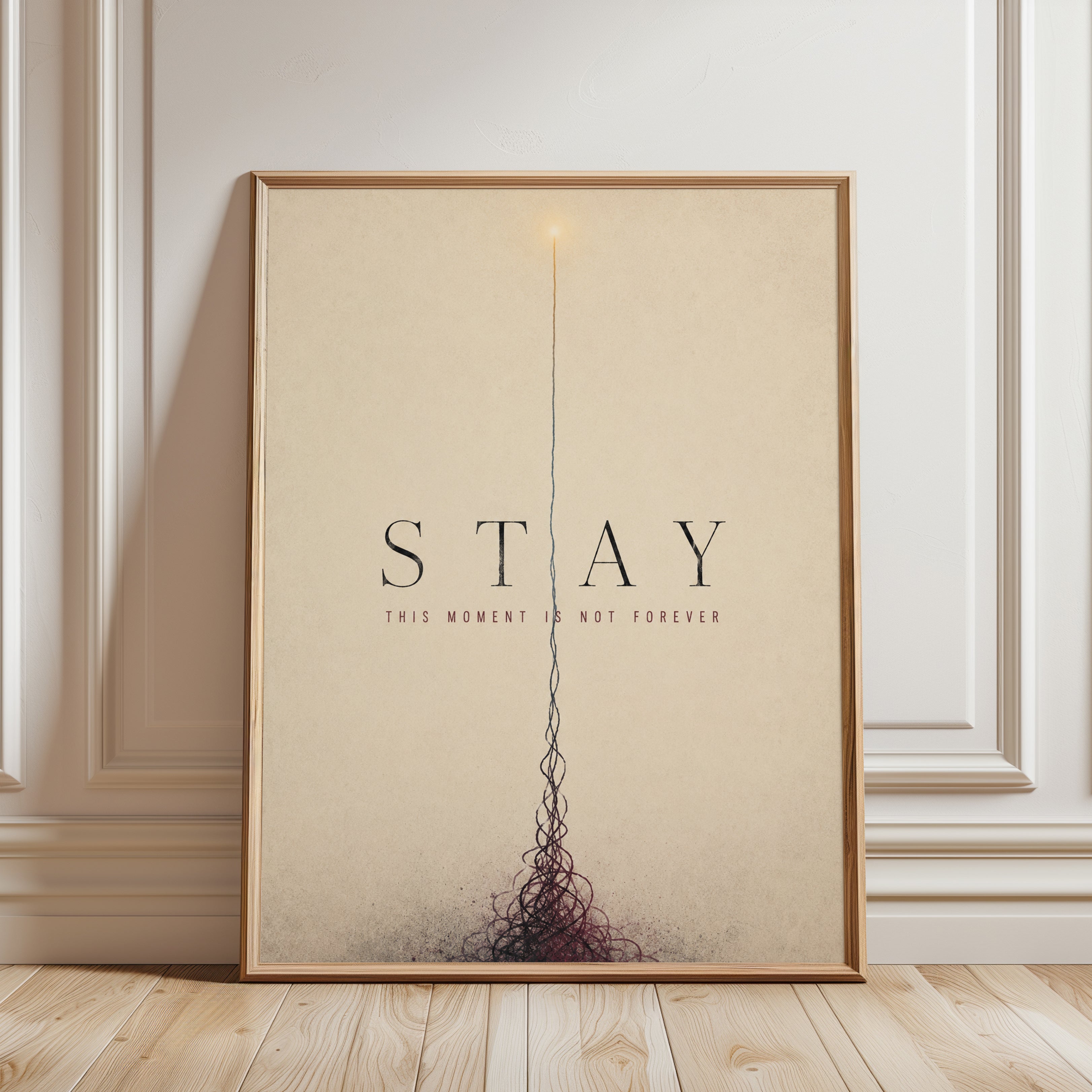 Mindfulness Wall Art – Stay Present Quote Print - framed detail