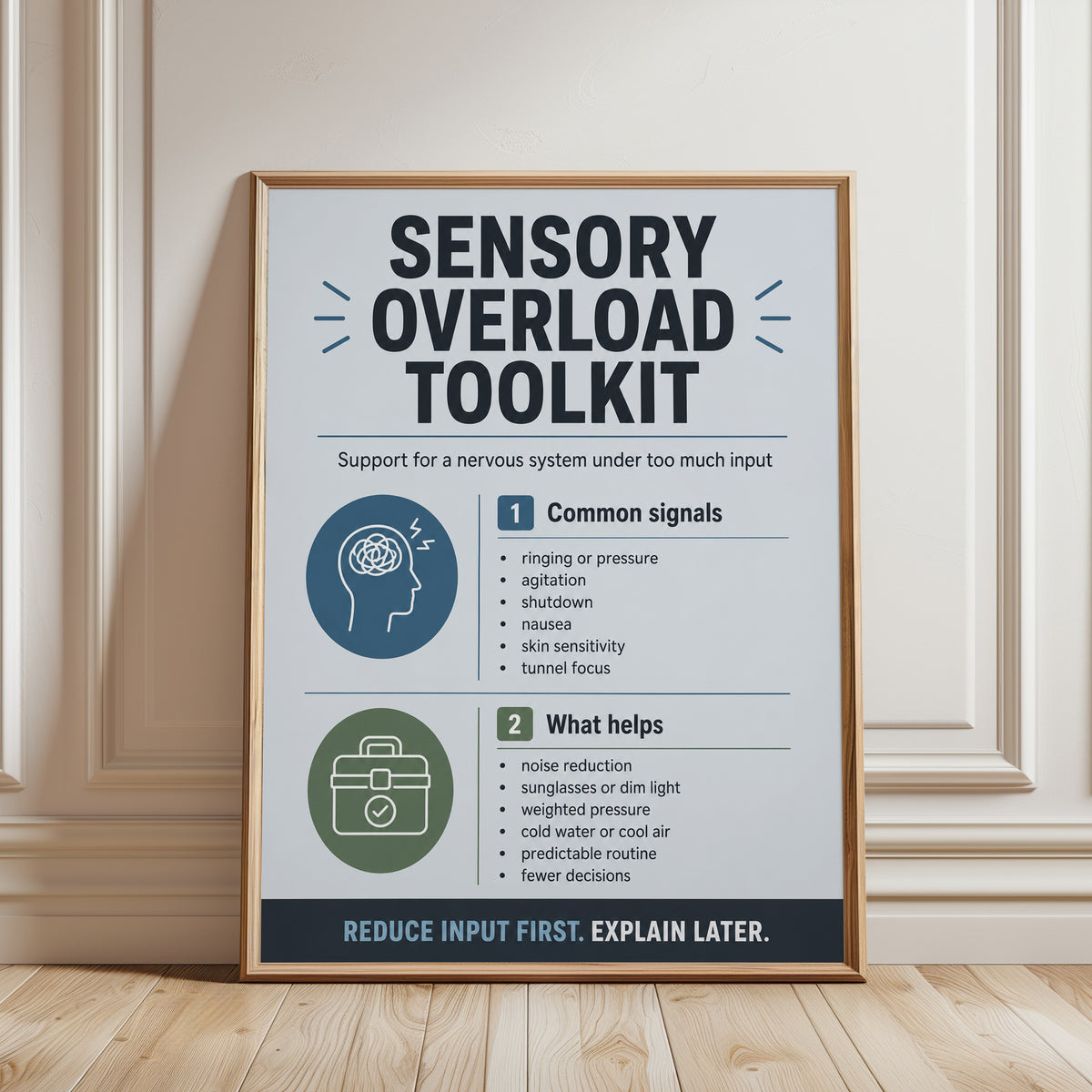 Sensory Overload Toolkit Poster: Mental Health Guide Print - framed detail