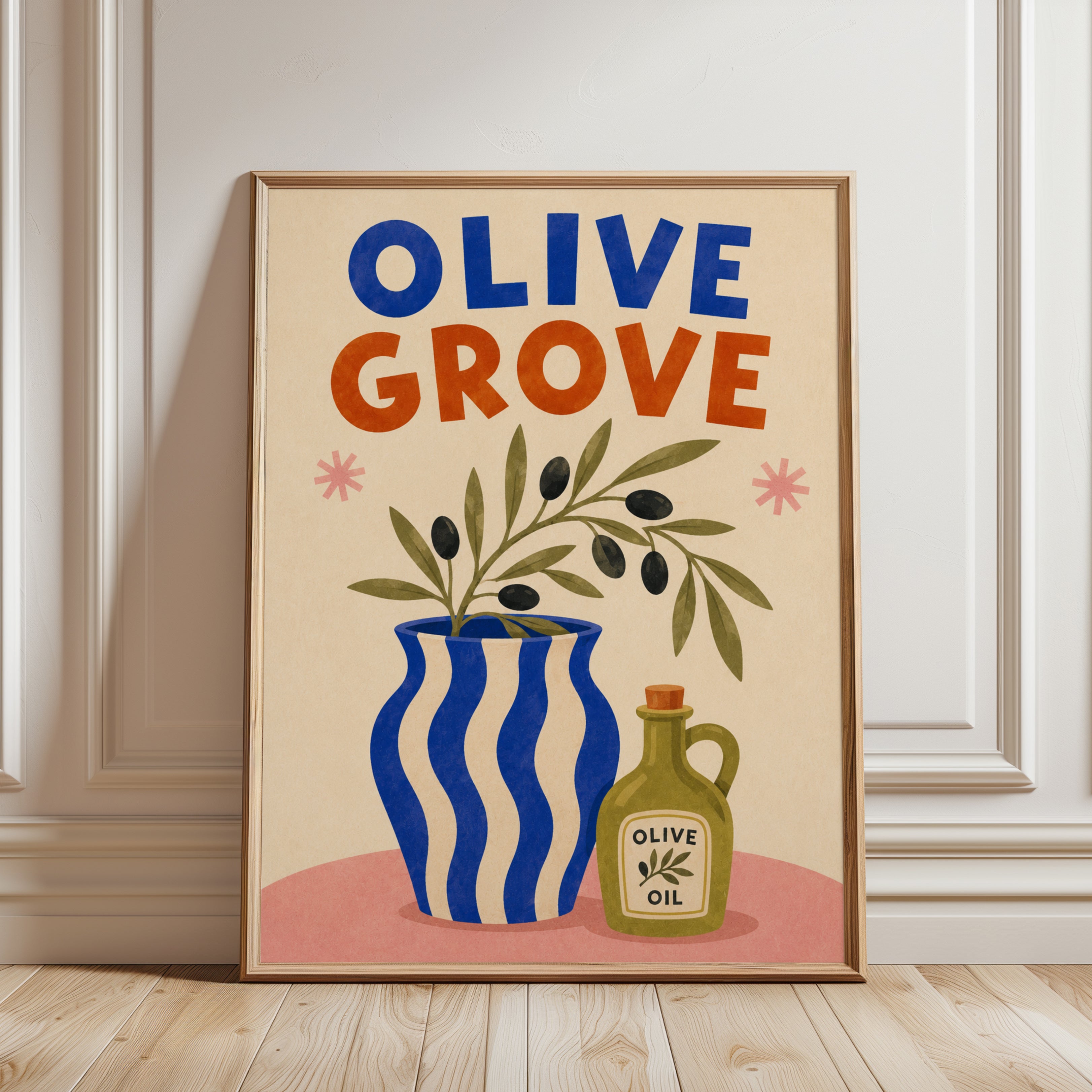 Olive Grove Kitchen Art - framed detail