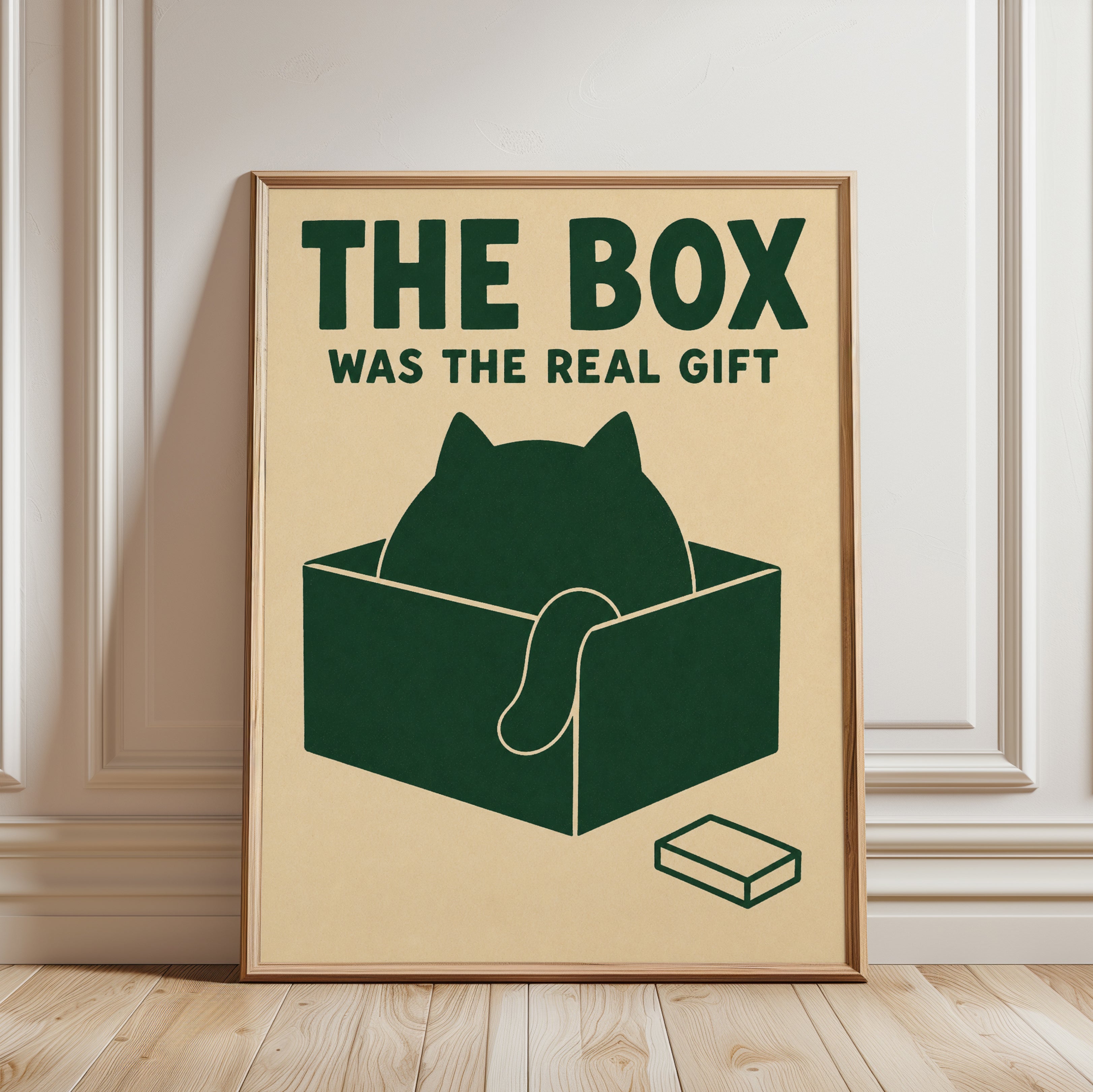 Cat In Box Poster - framed detail