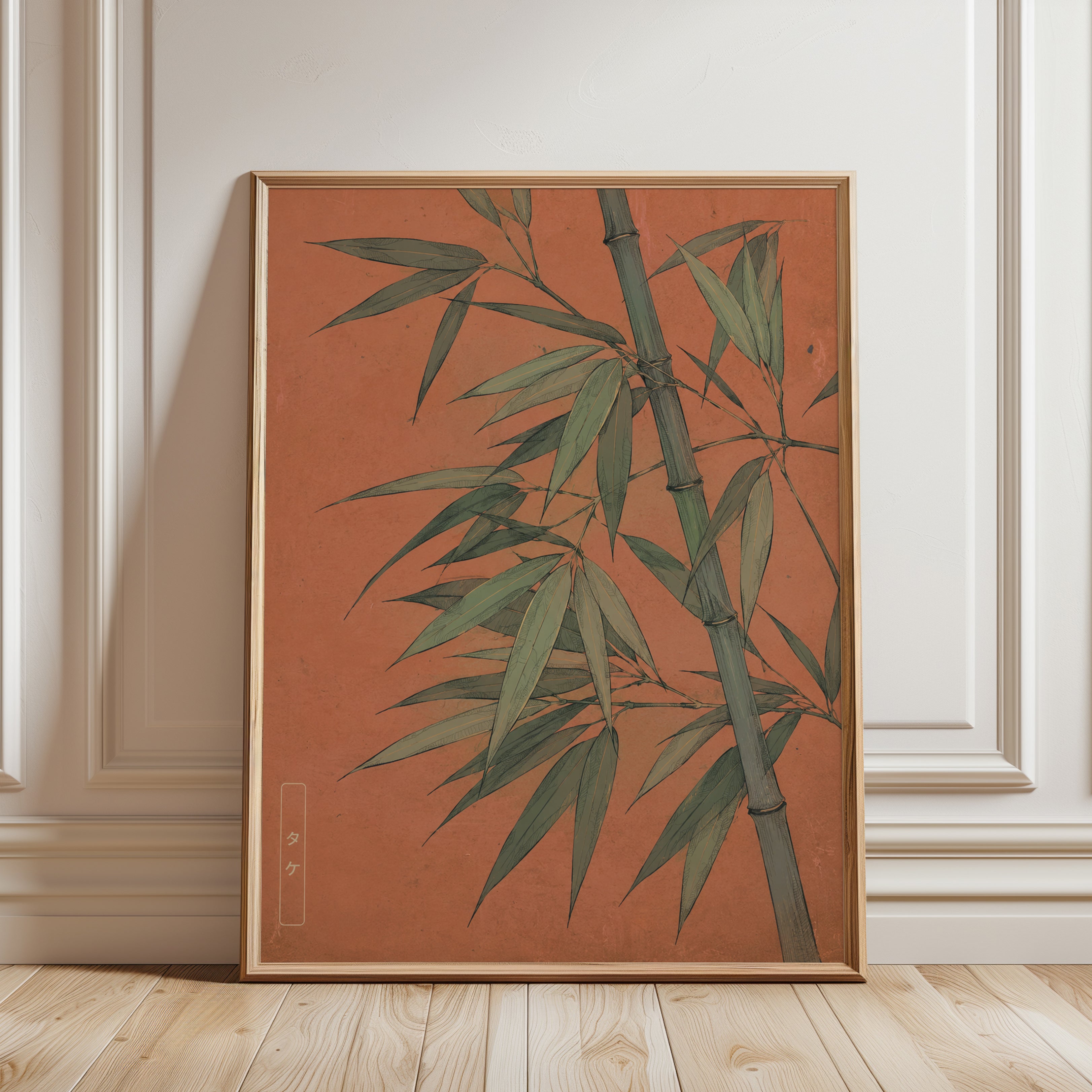 Bamboo Botanical Print — Vintage Japanese-Inspired Art - framed detail