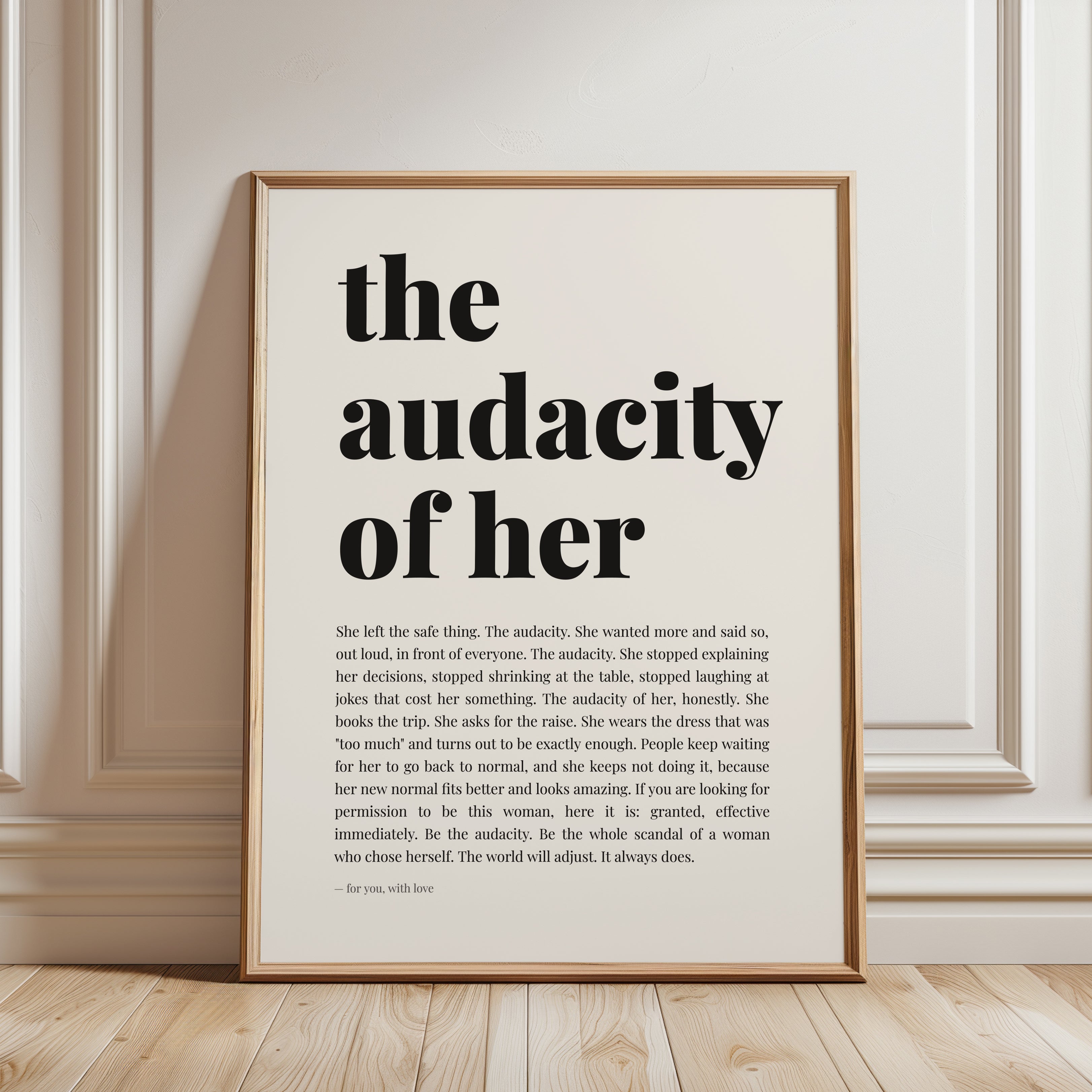 Feminist Wall Art – Empowerment Quote Print - framed detail