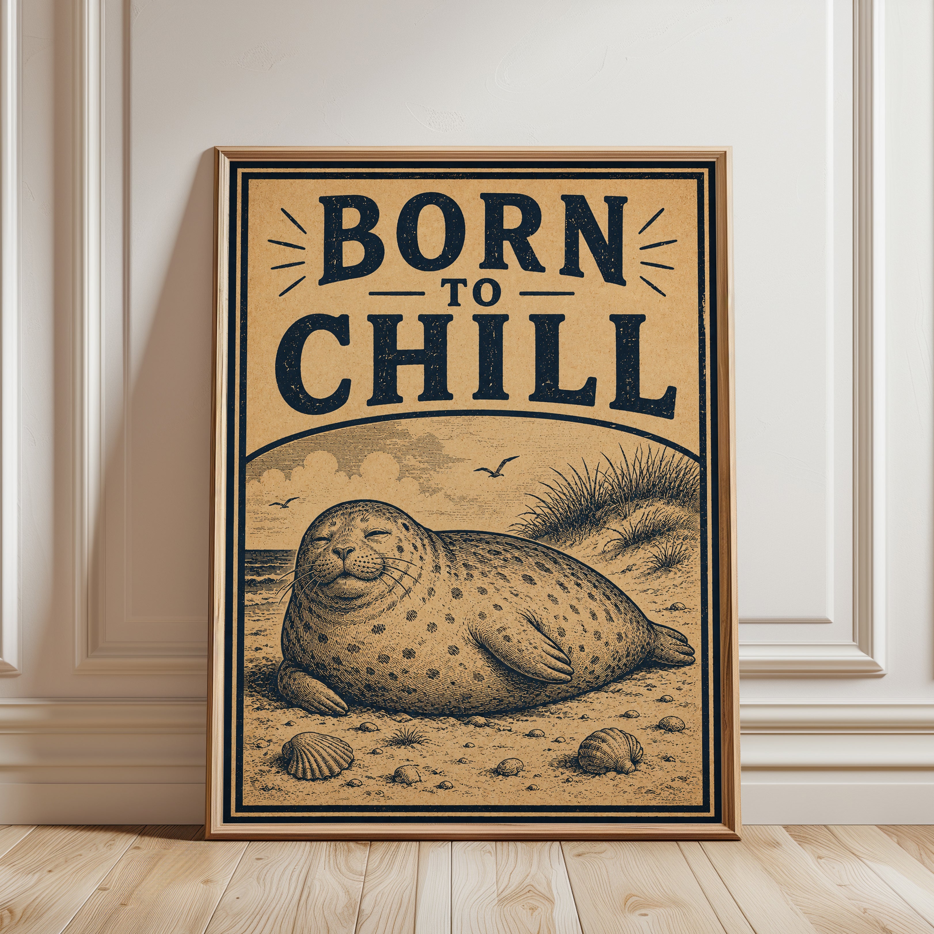 Coastal Seal Art Print - framed detail