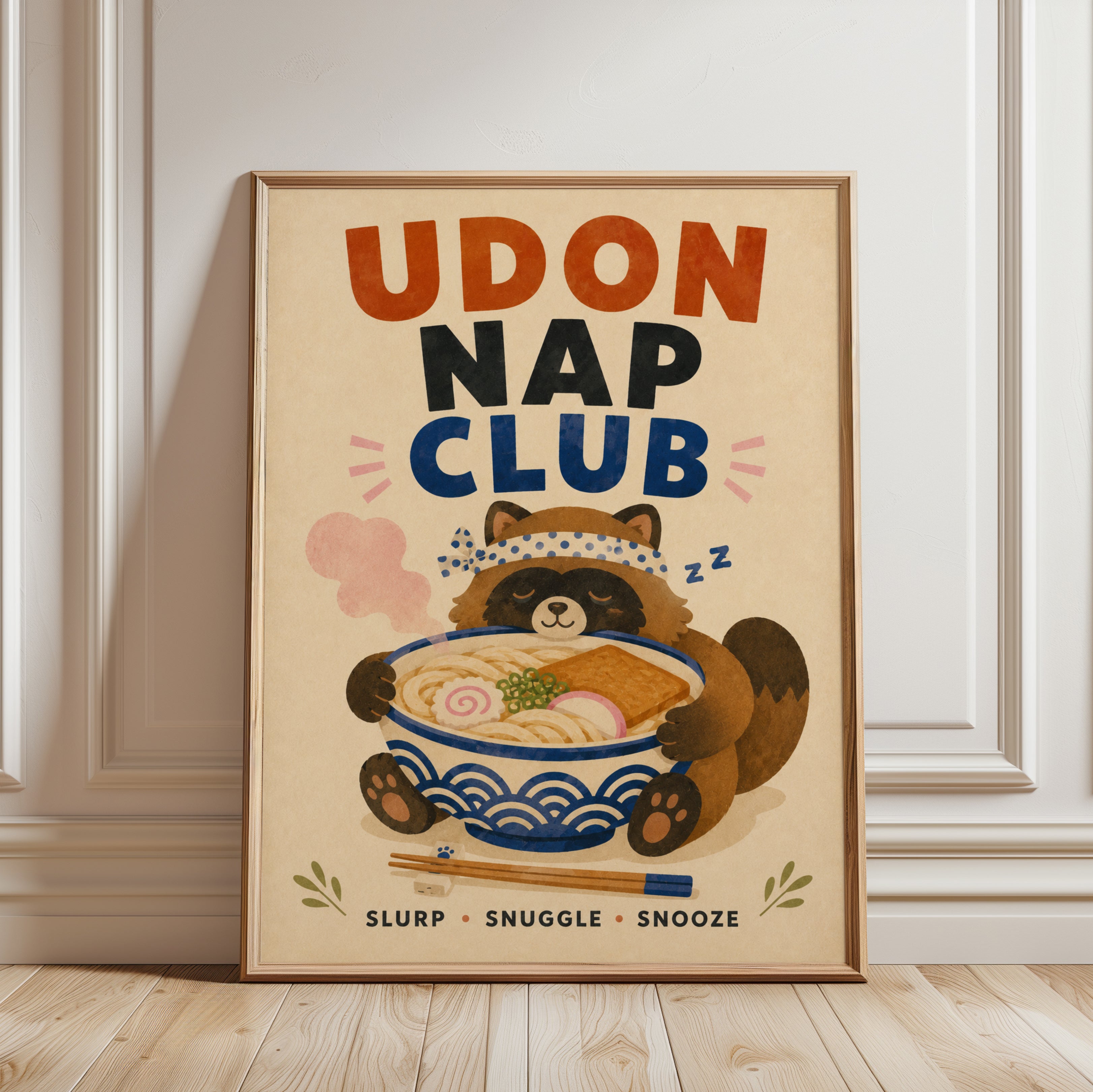 Udon Noodle Wall Art – Japanese Food Print - framed detail