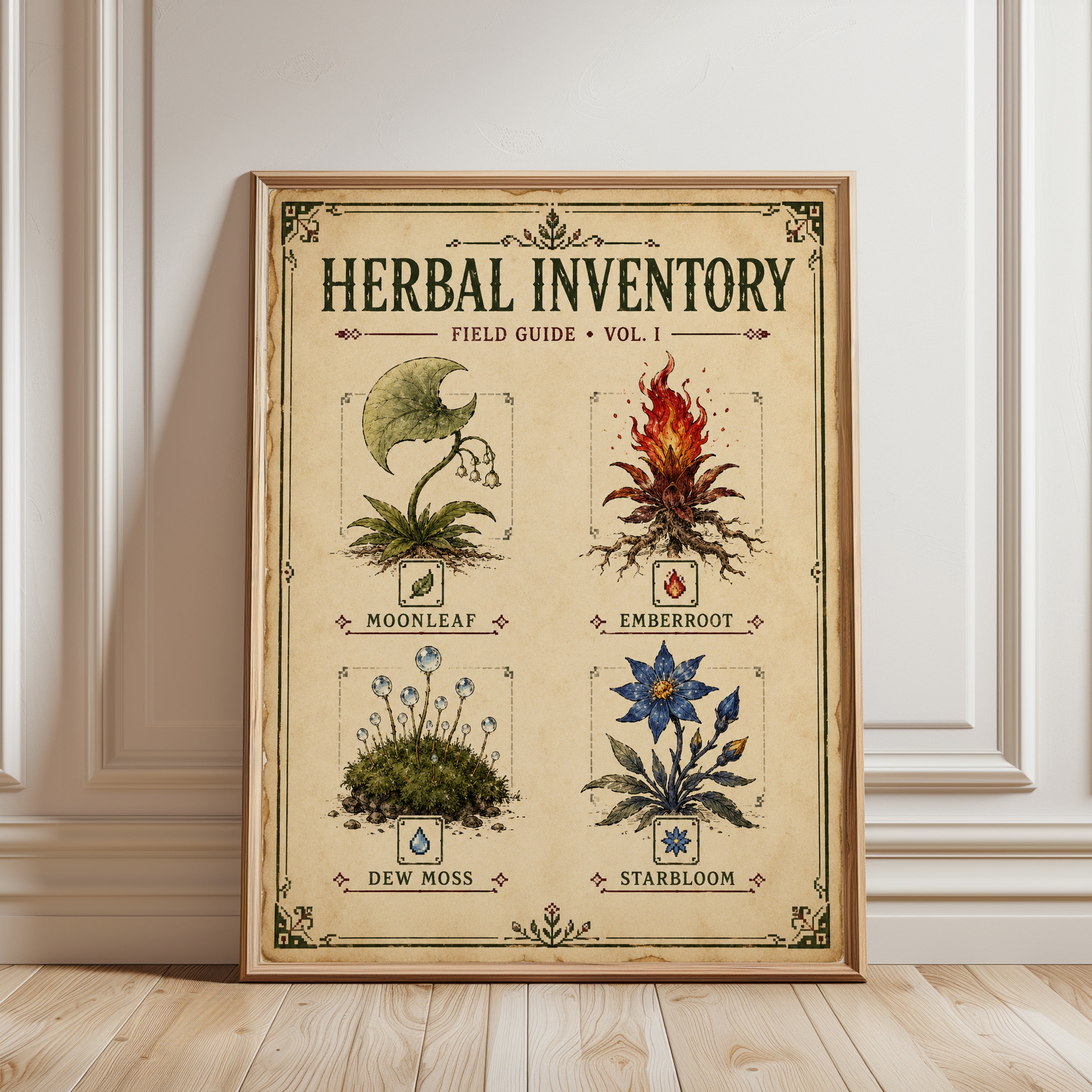 Herbal Field Guide Poster - framed detail