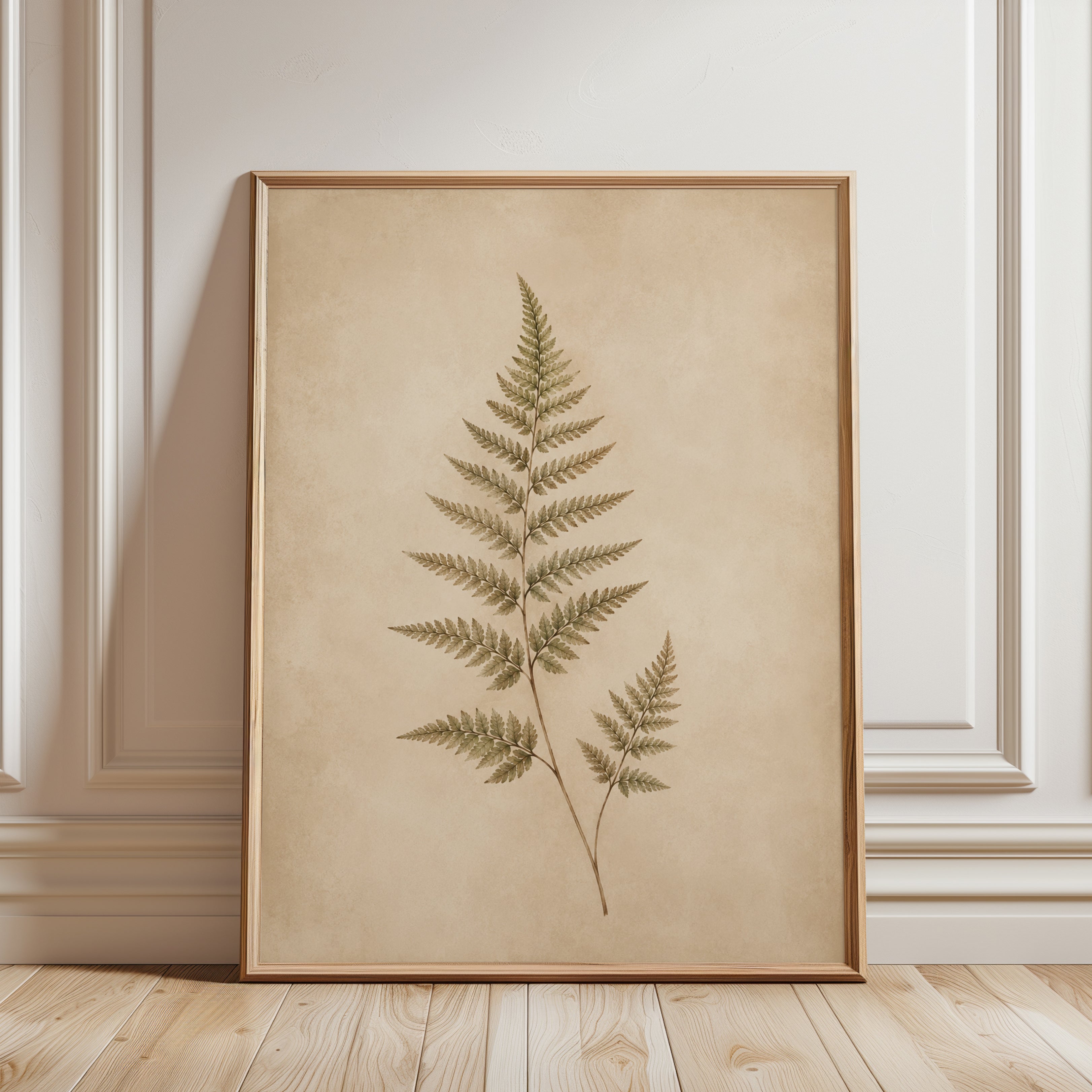 Botanical Fern Print — Pressed Leaf Illustration - framed detail