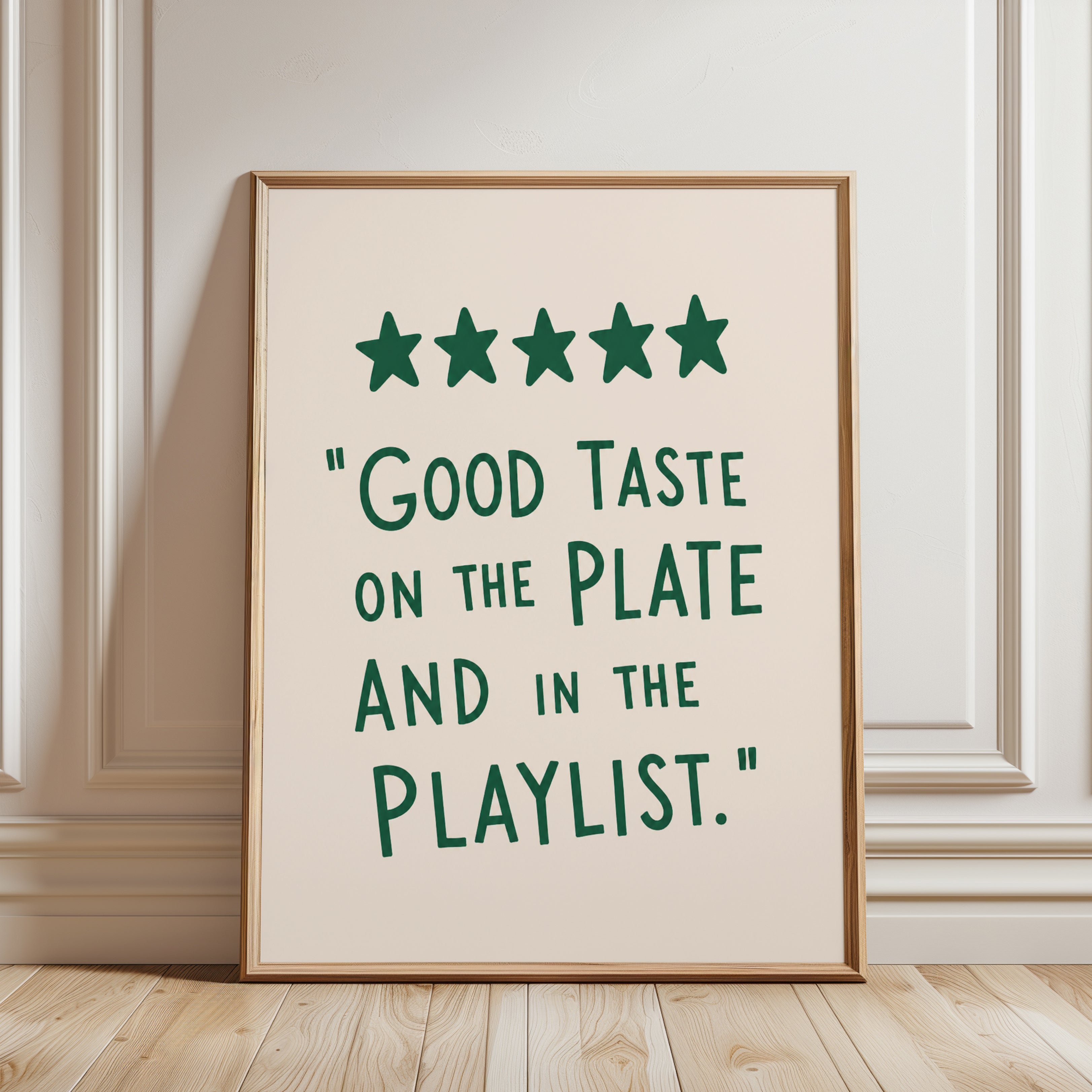 Five Star Quote Print: Fun Kitchen and Dining Room Wall Art - framed detail