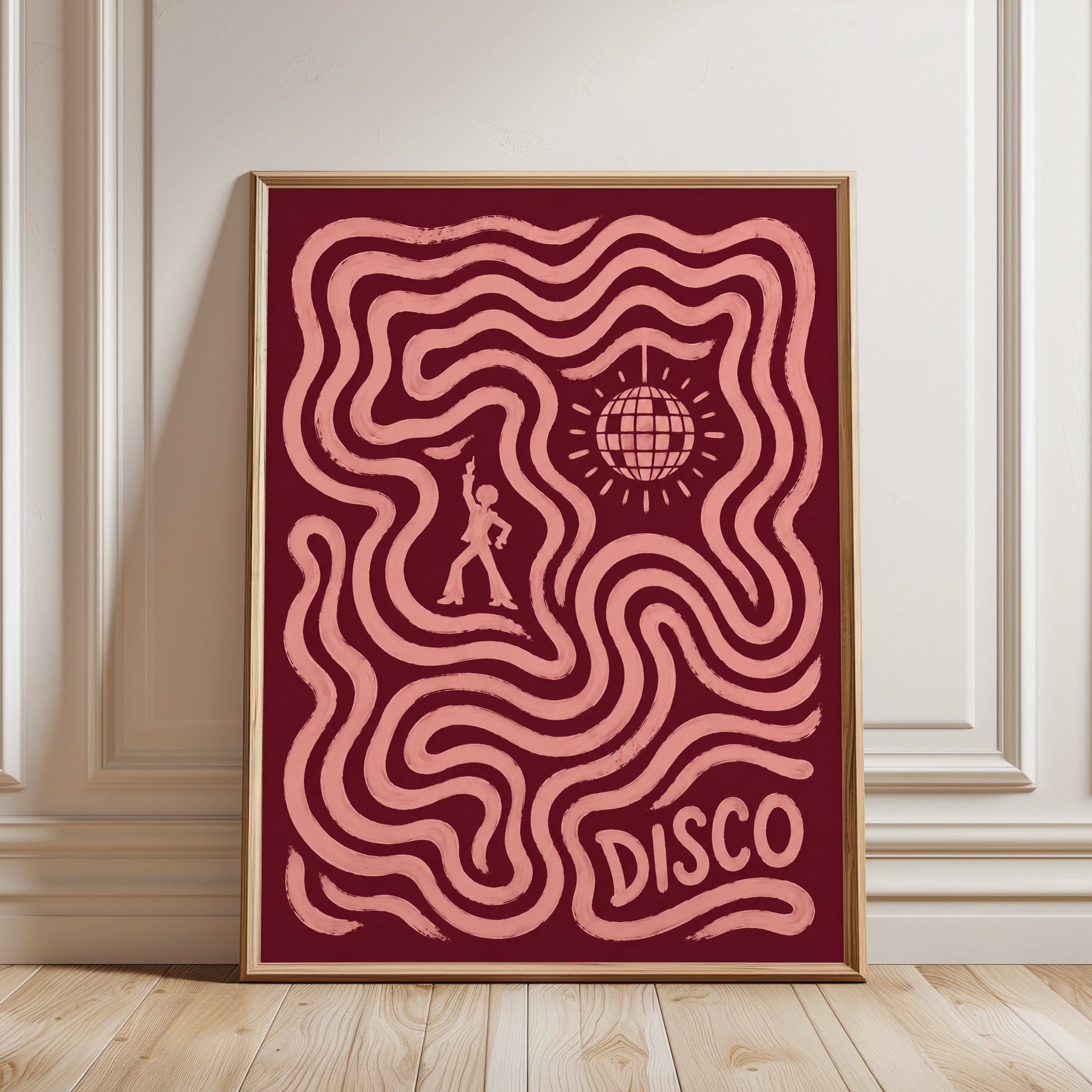 Disco Wall Art – Retro Dance Floor Print - framed detail