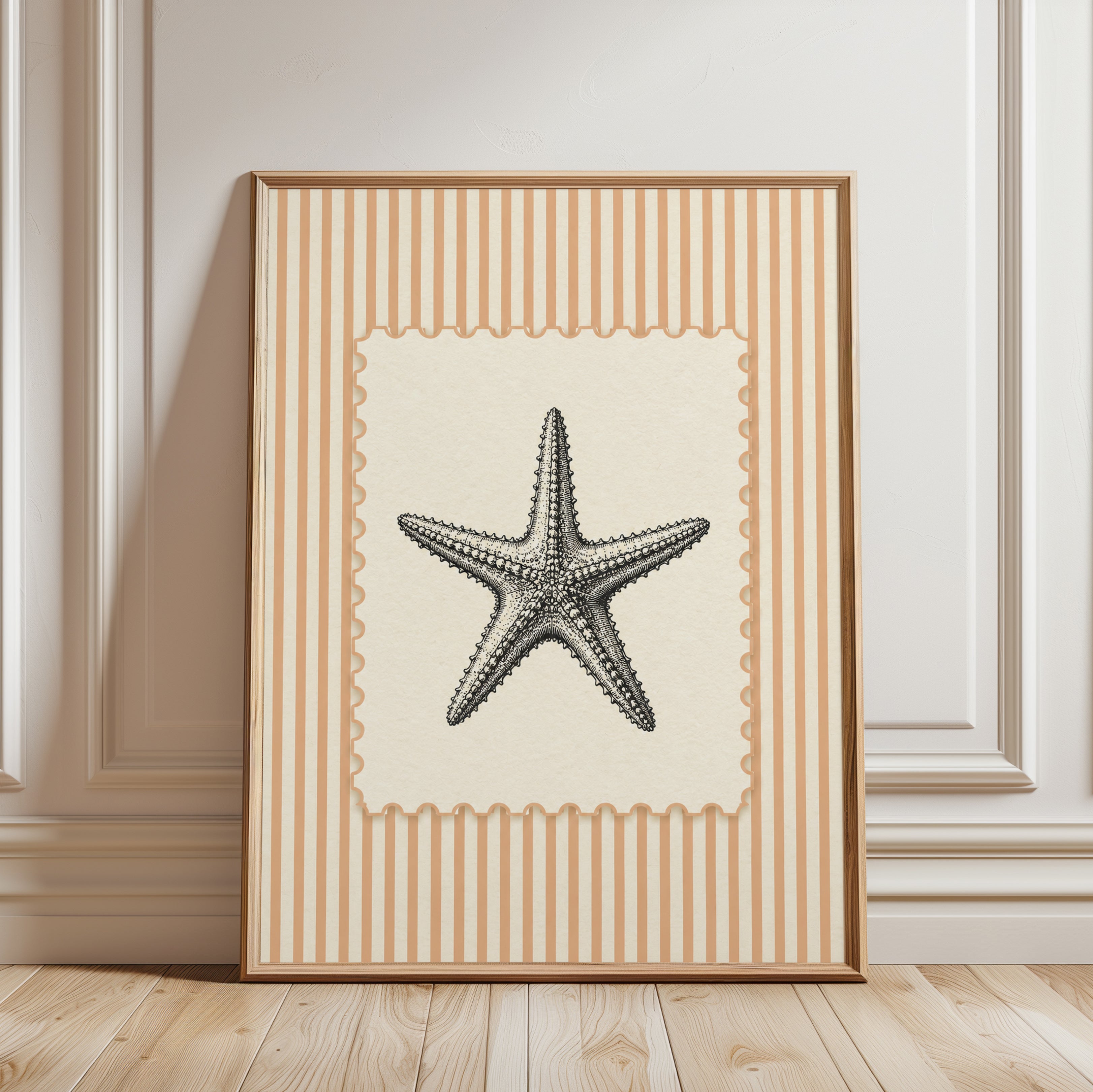 Starfish Wall Art – Coastal Nautical Print - framed detail