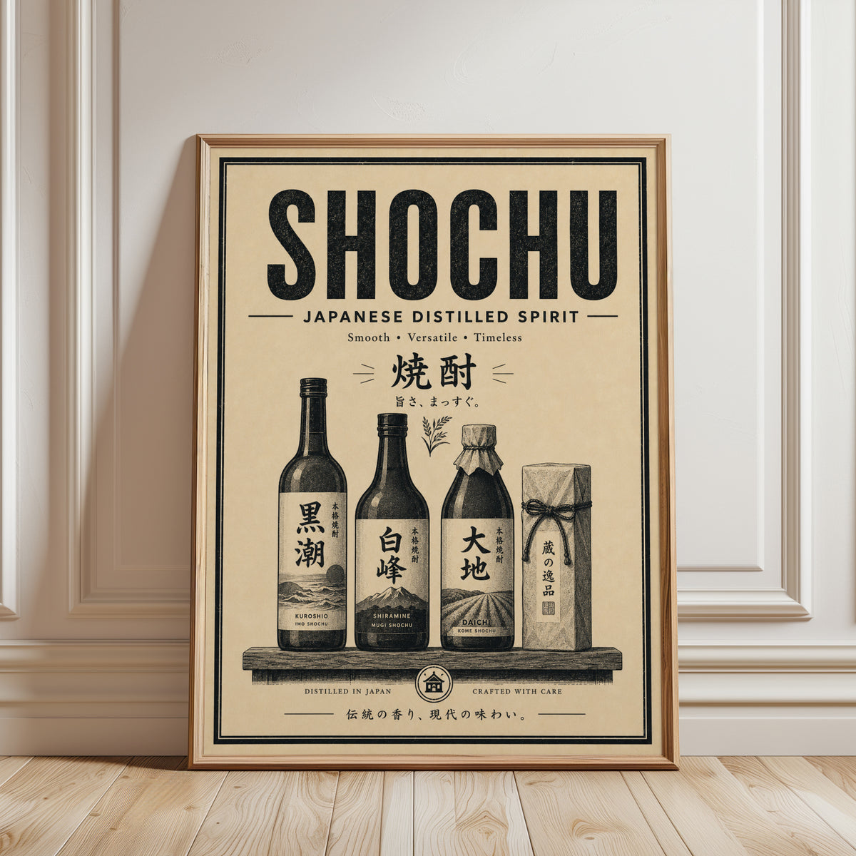 Shochu Japanese Spirits Poster: Vintage Advertising Wall Art - framed detail