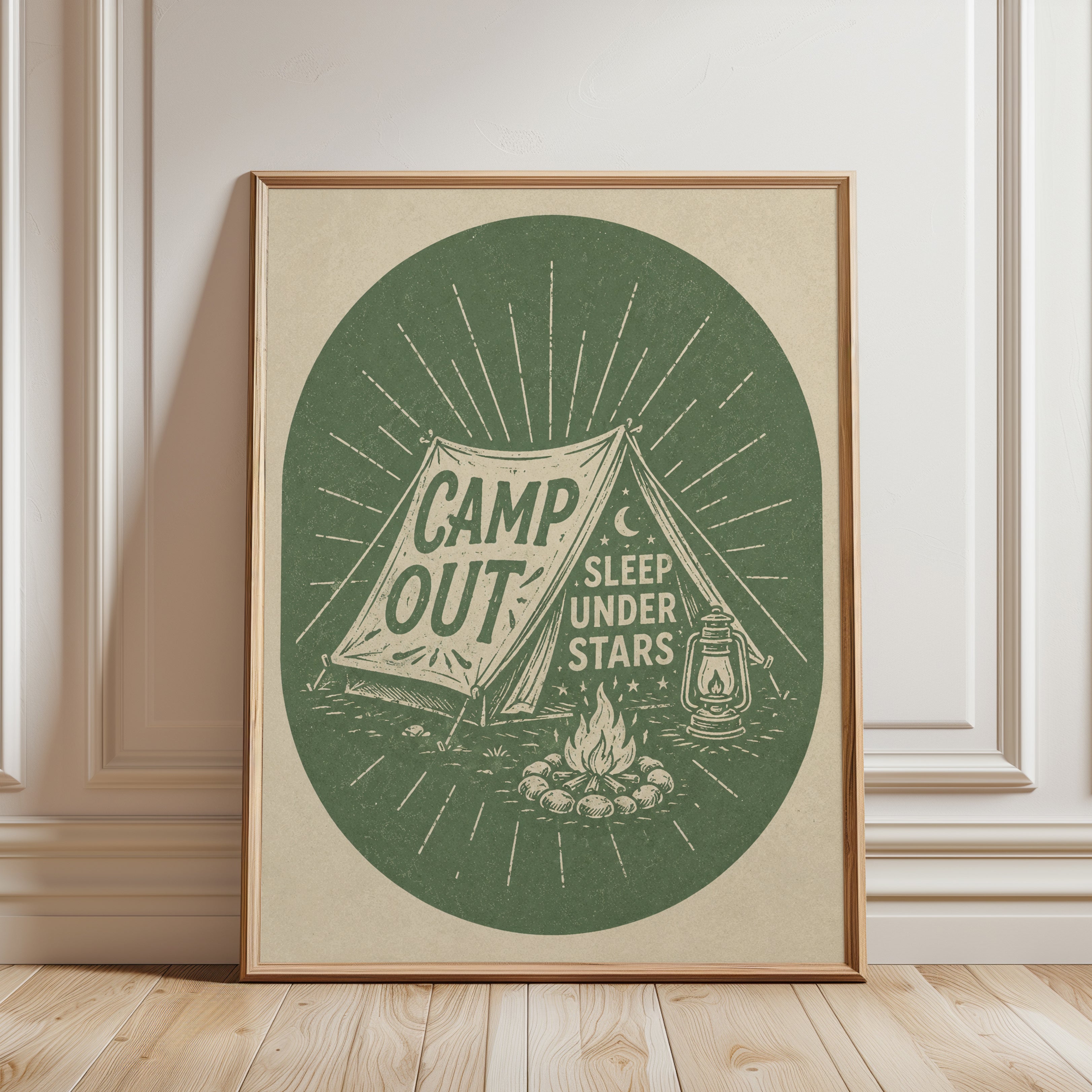 Retro Camping Print - framed detail