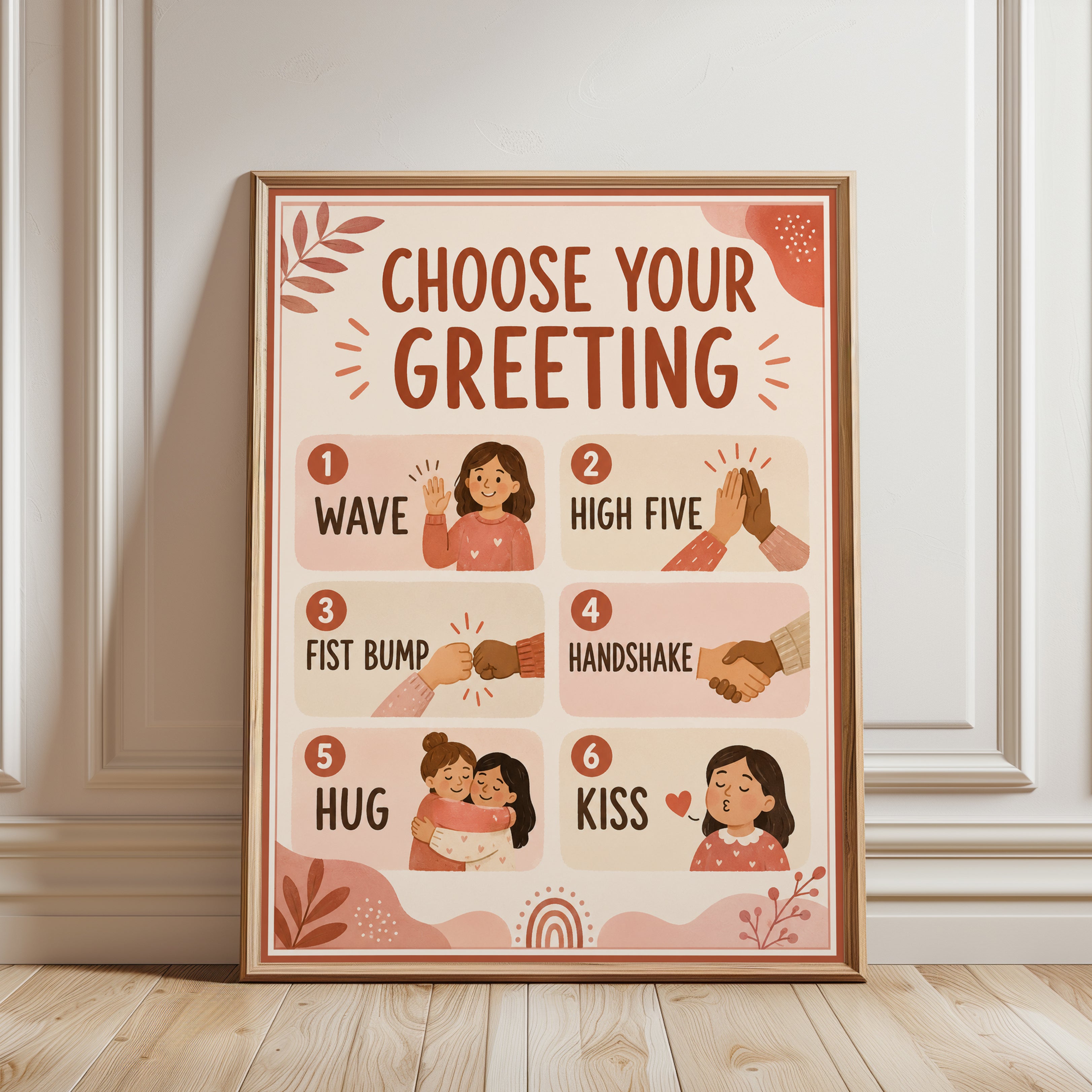 Choose Your Greeting Wall Art: Retro Educational Poster Design - framed detail