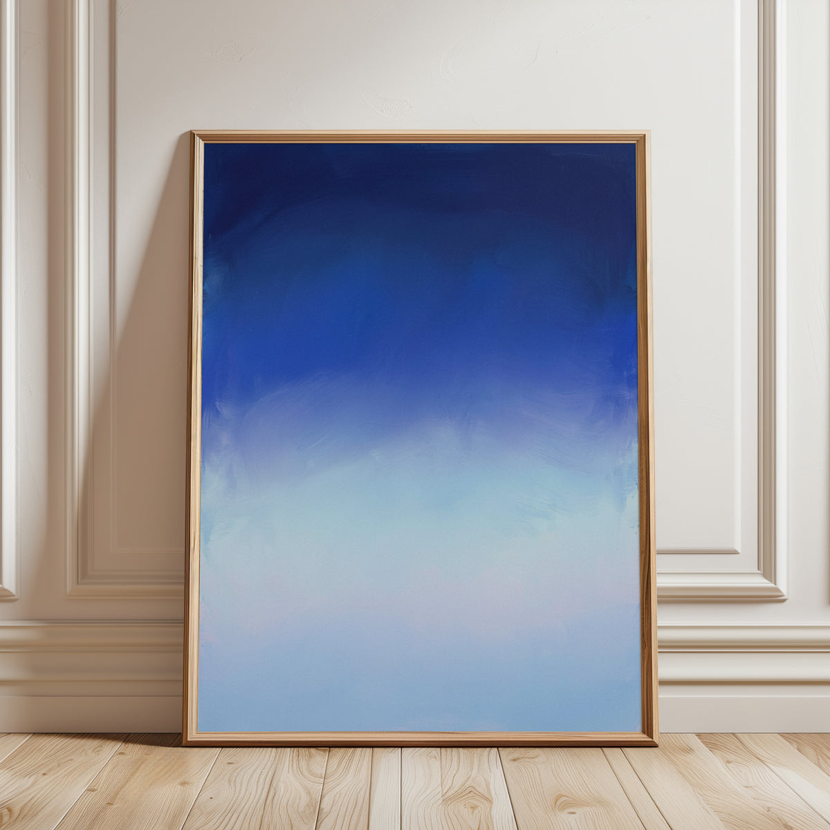 Blue Gradient Sky Print — Soft Ombre Abstract - framed detail
