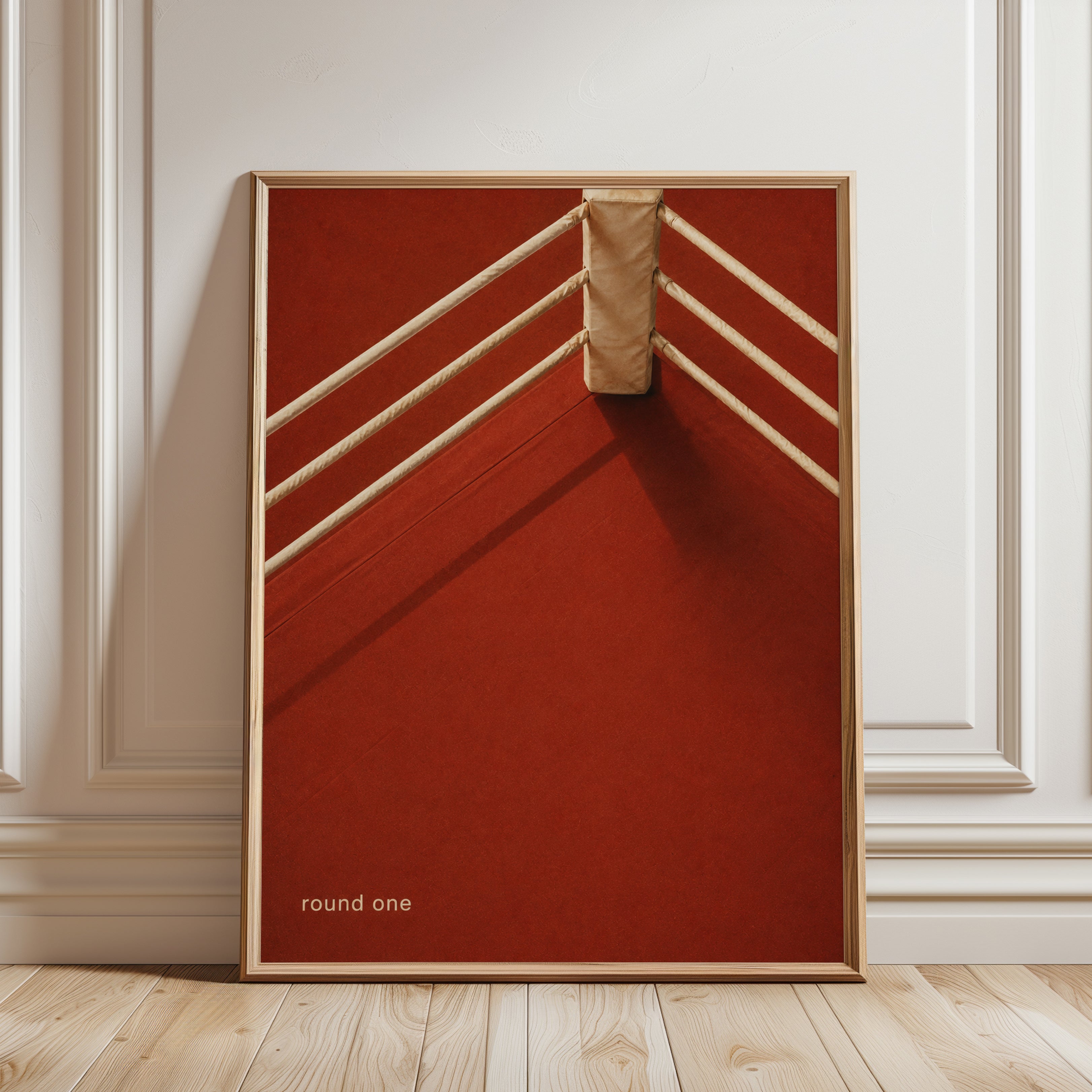 Boxing Ring Wall Art – Minimalist Sports Print - framed detail