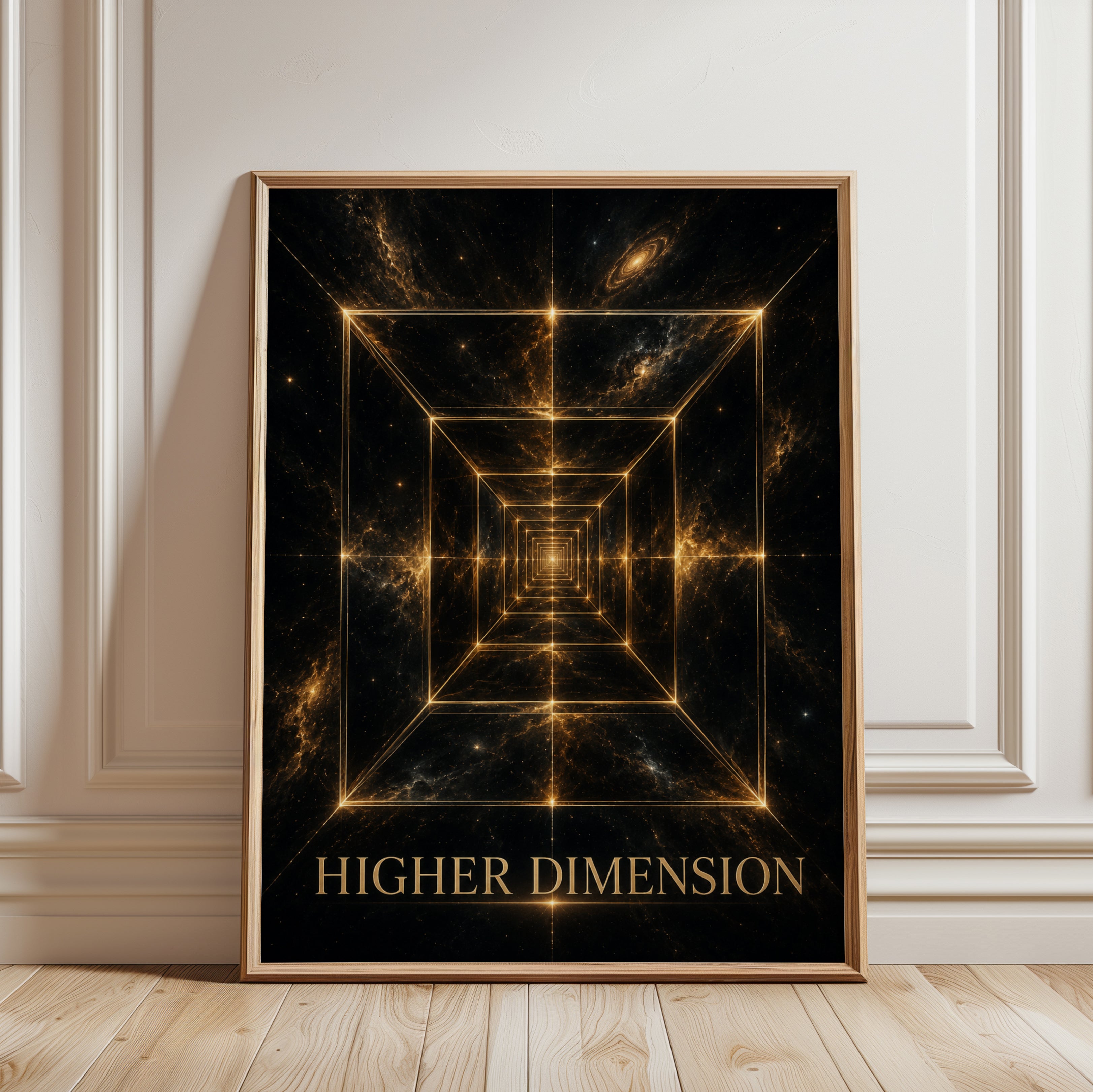 Geometric Space Art – Cosmic Tunnel Print - framed detail