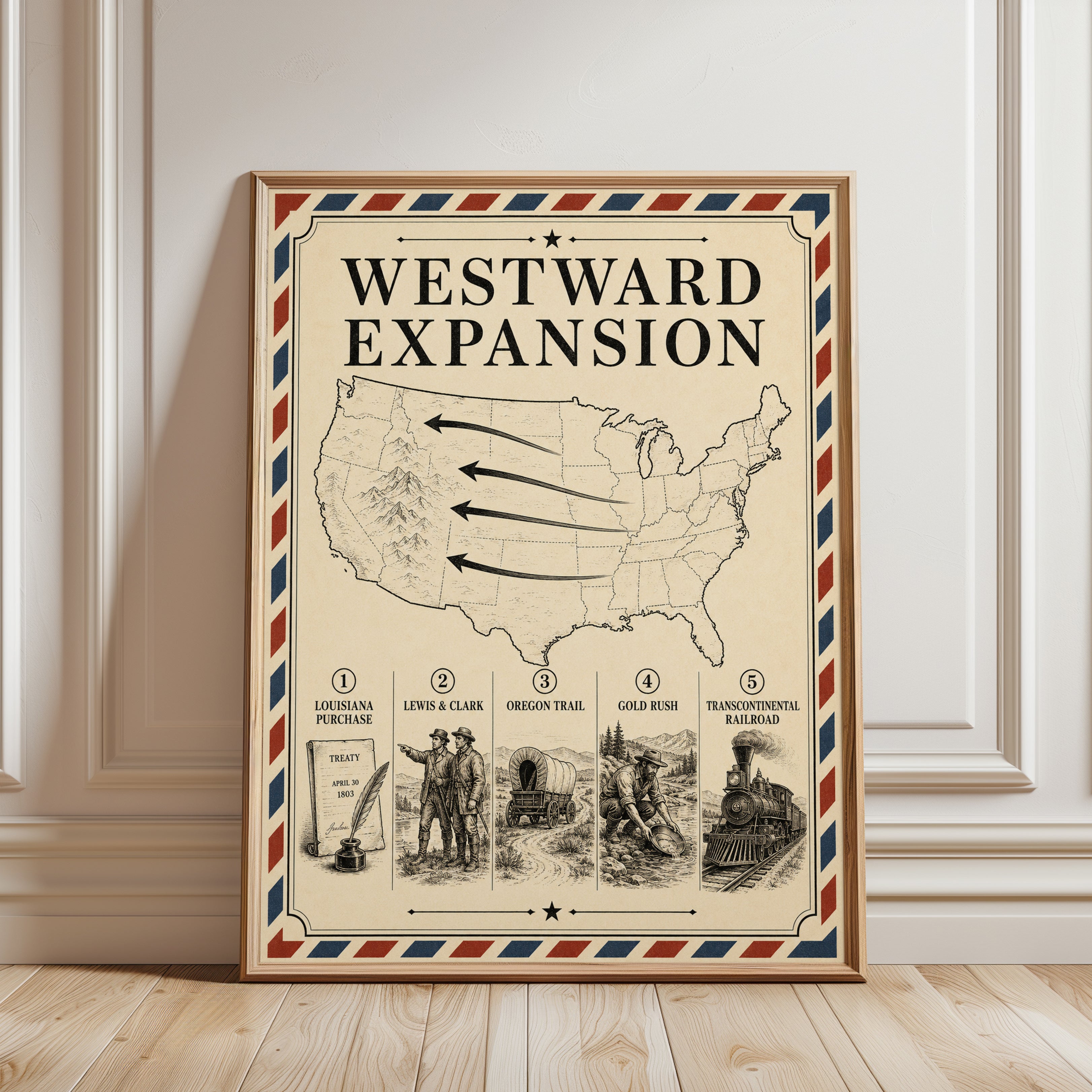 Westward Expansion Poster - framed detail