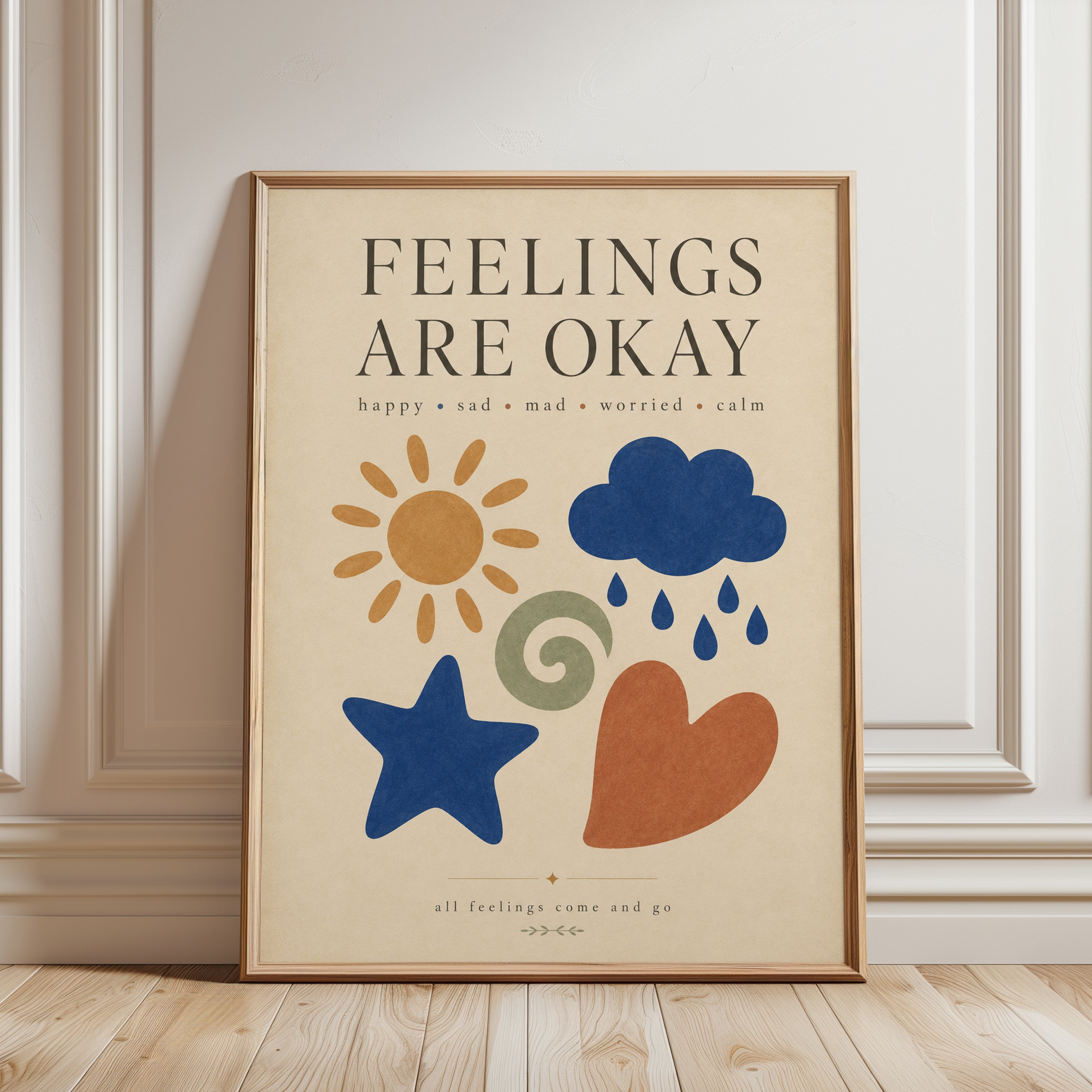 Feelings Wall Art – Kids Emotion Poster - framed detail