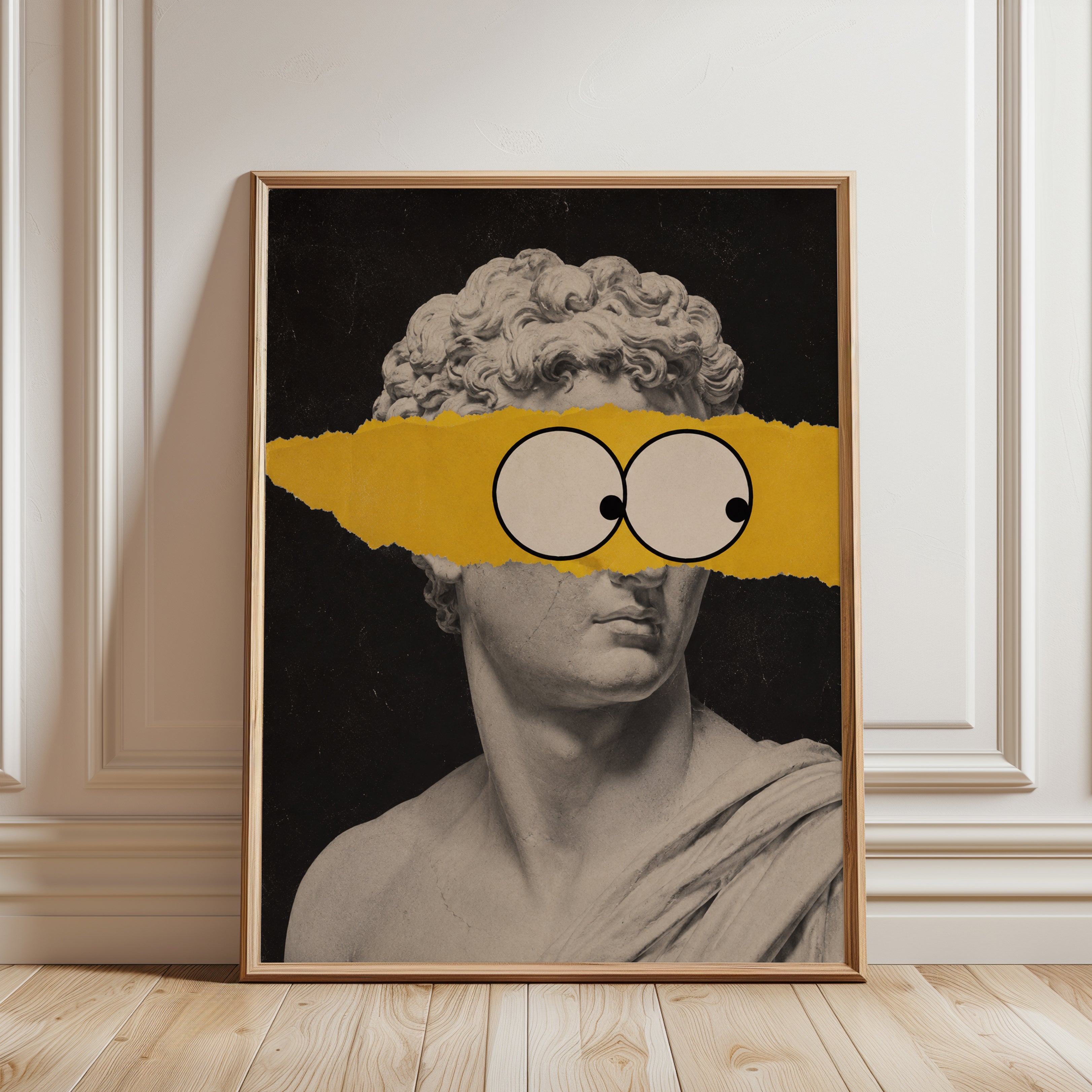 Funny Portrait Wall Art – Greek Statue Print - framed detail