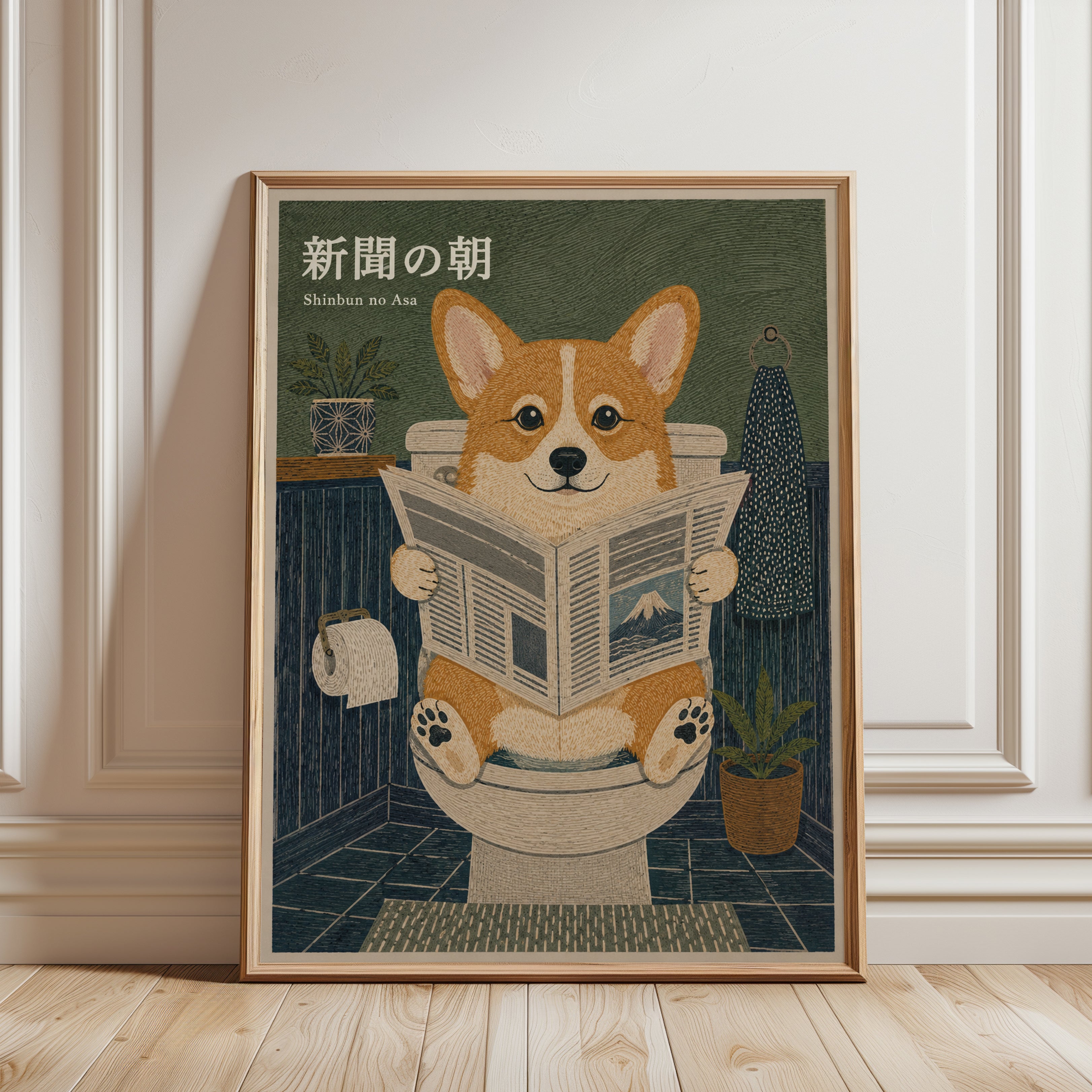 Corgi Wall Art – Funny Dog Print - framed detail