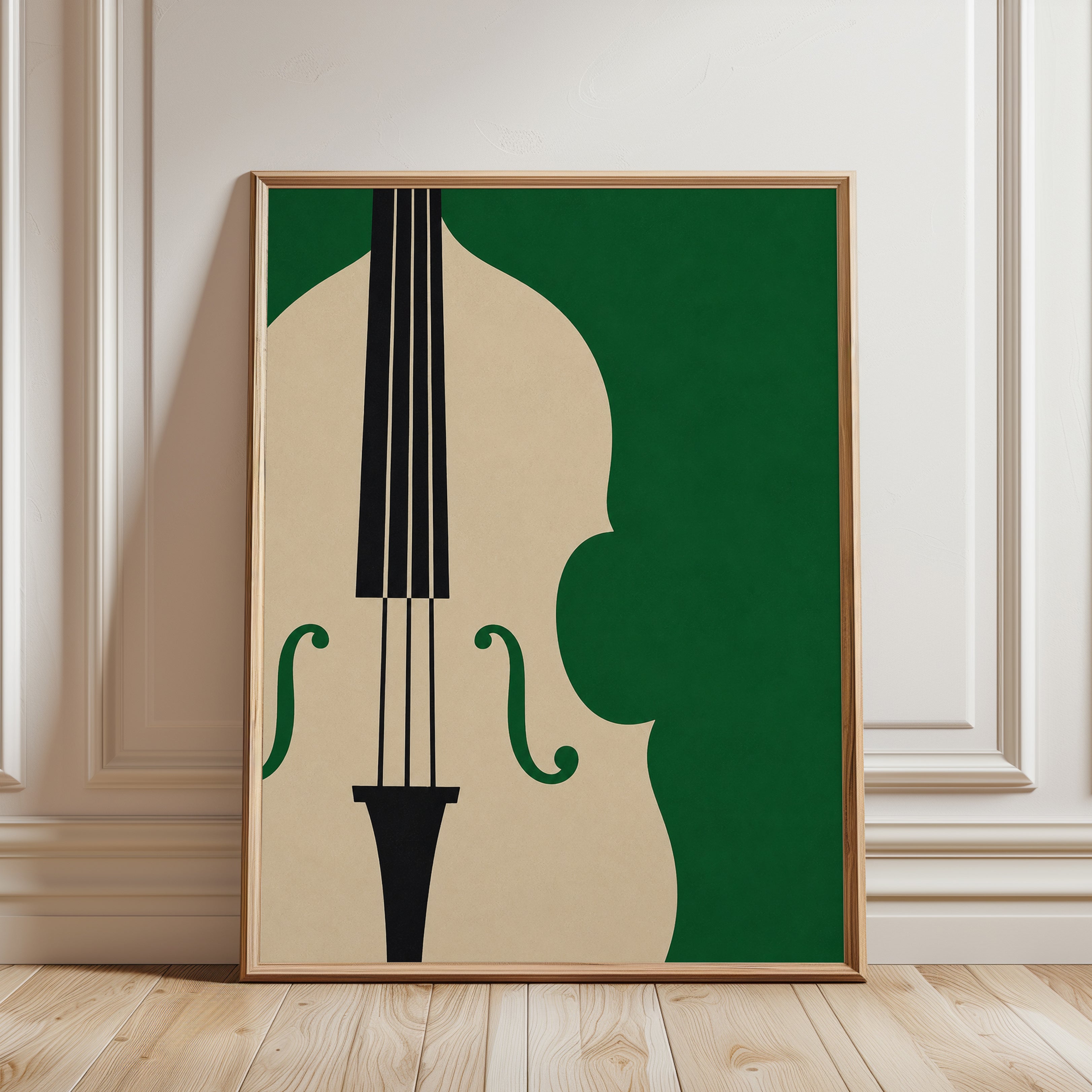 Cello Art Print — Minimalist String Instrument Illustration - framed detail