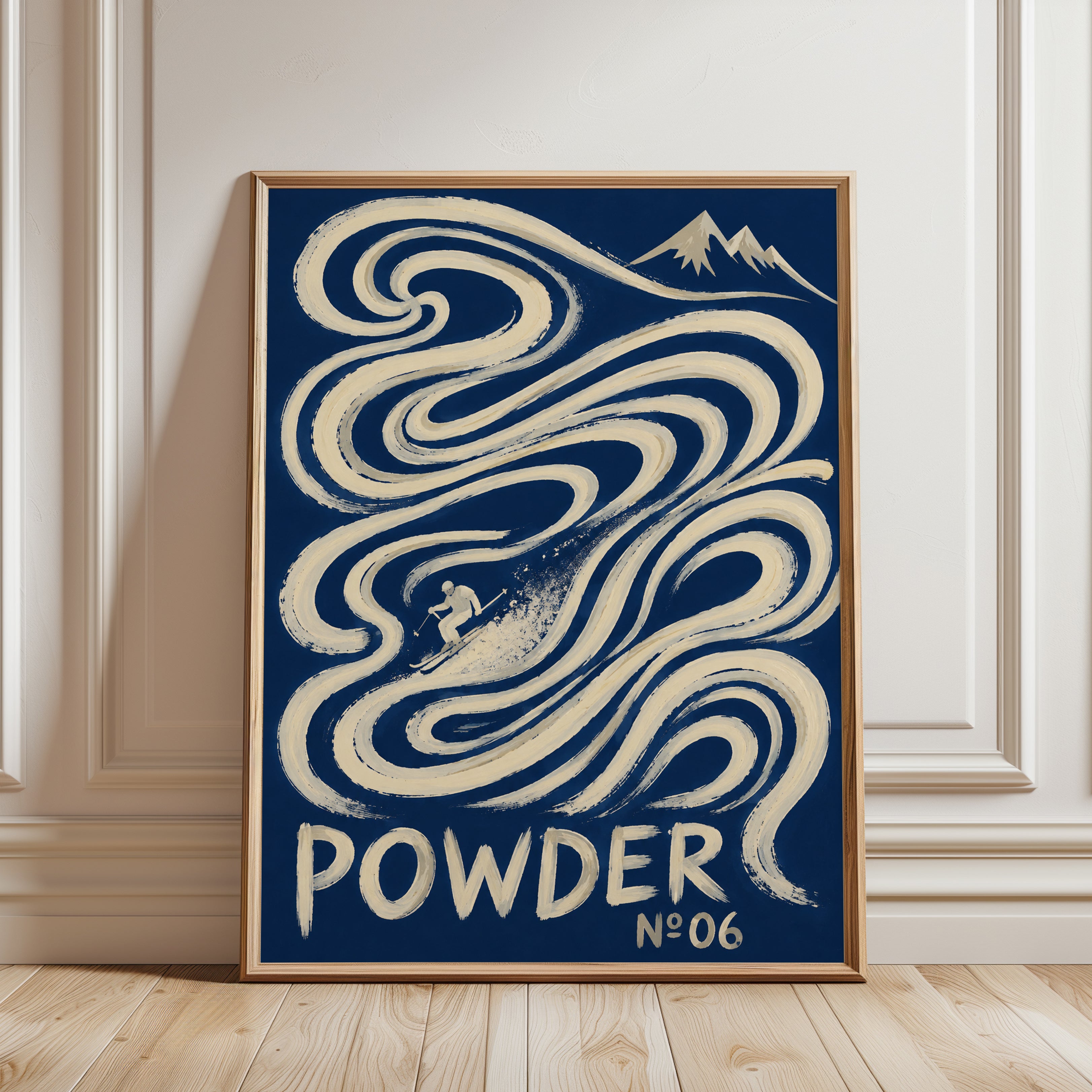 Ski Poster – Powder Snow Wall Art - framed detail