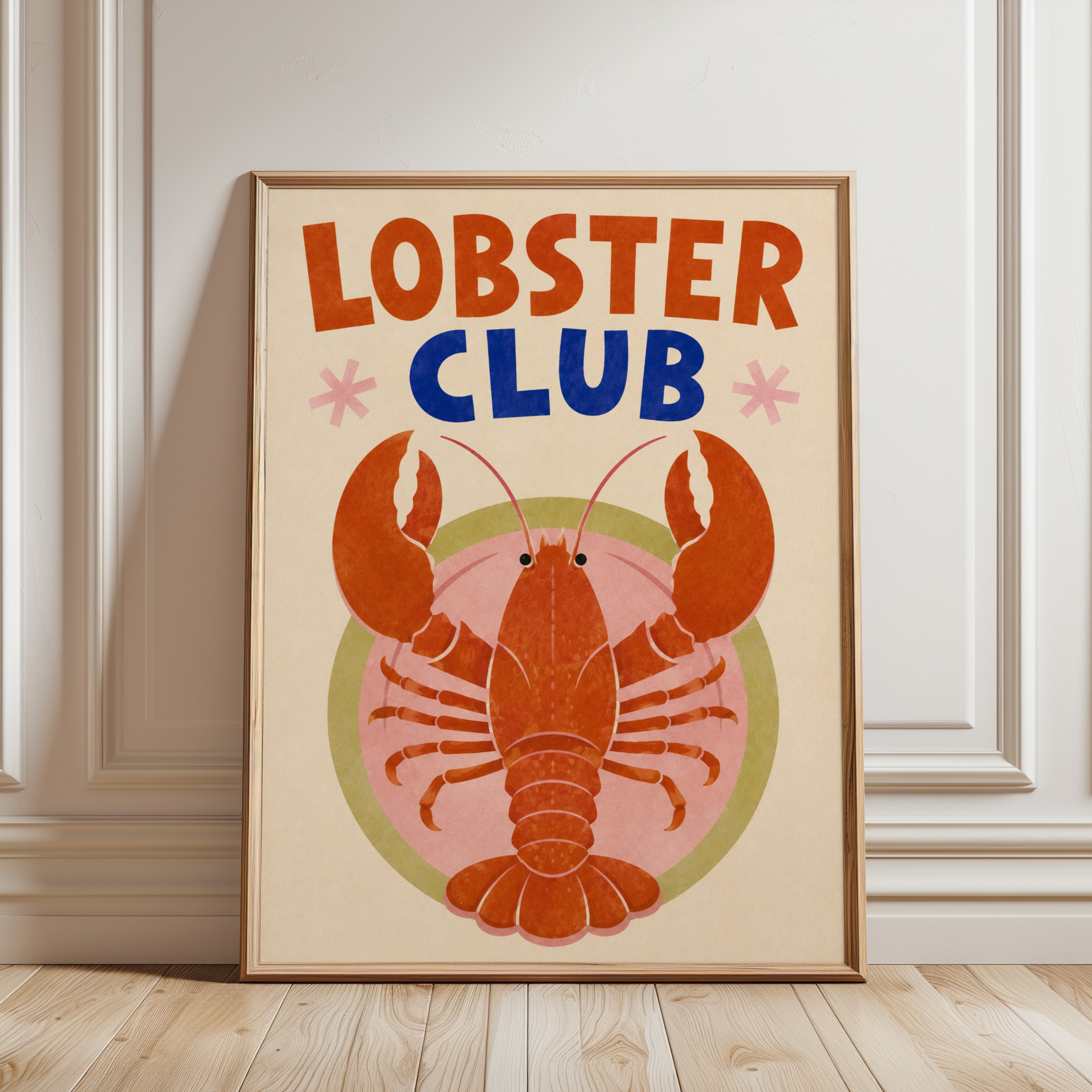 Lobster Wall Art – Retro Kitchen Print - framed detail