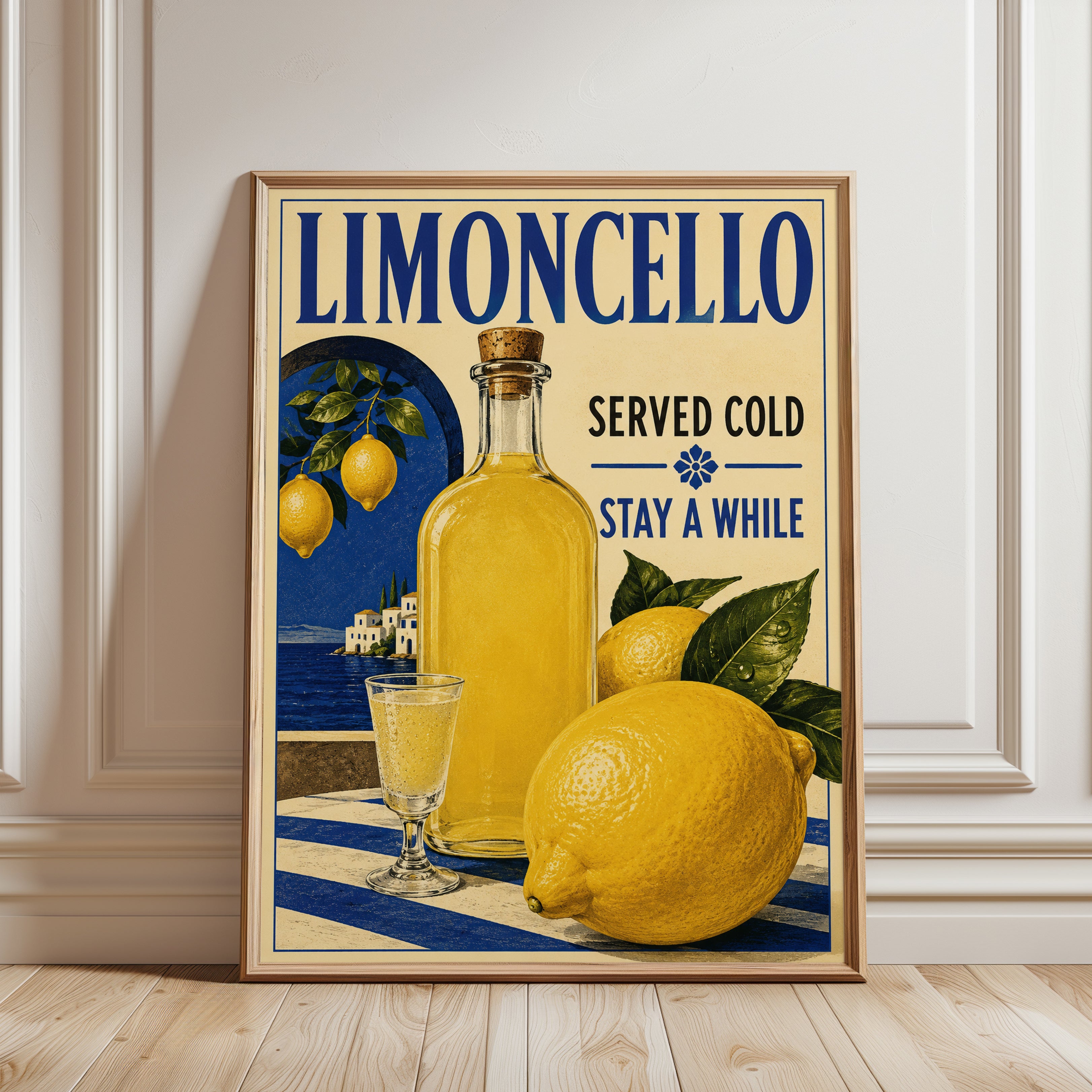 Limoncello Wall Art – Italian Kitchen Decor - framed detail
