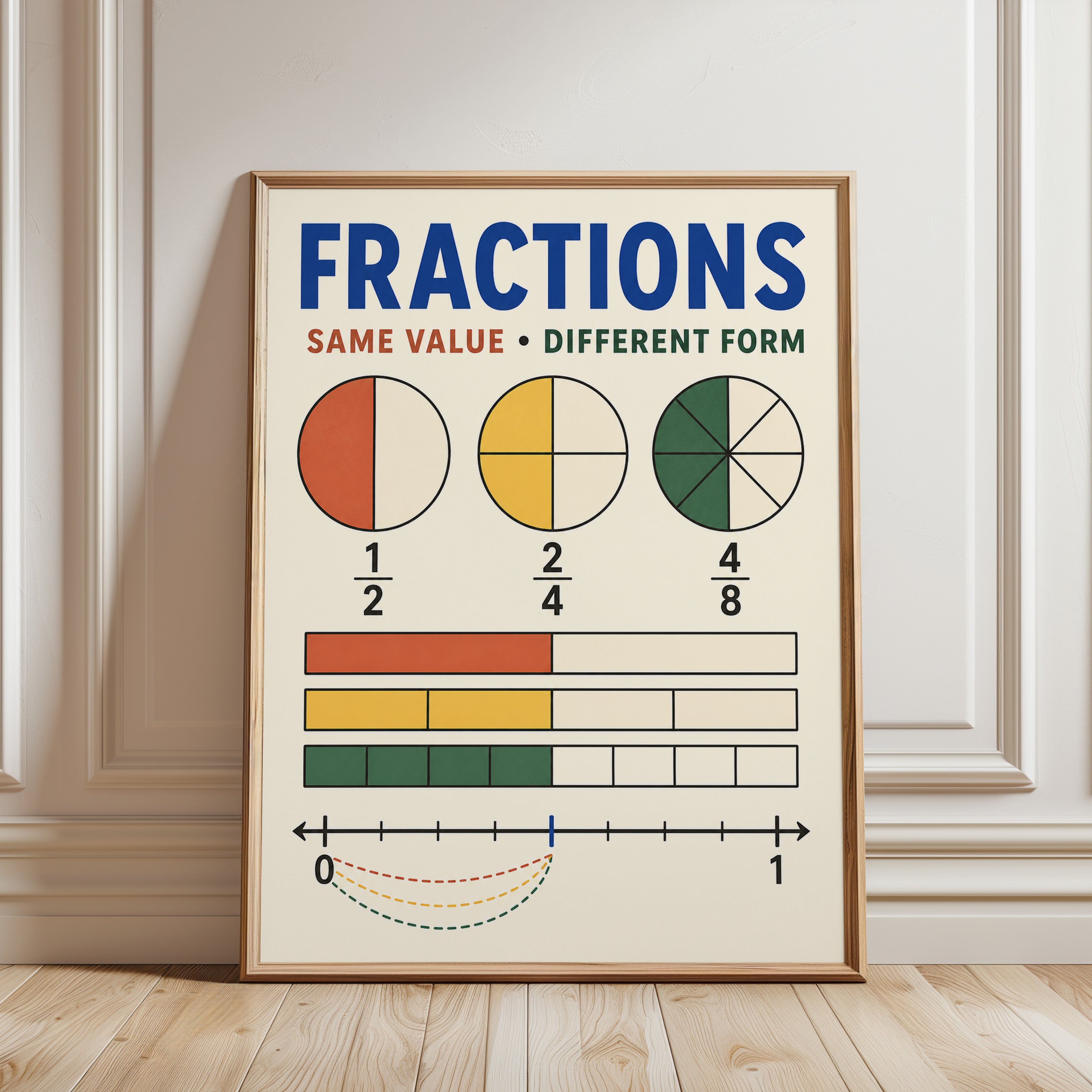 Fractions Poster – Math Classroom Wall Art - framed detail