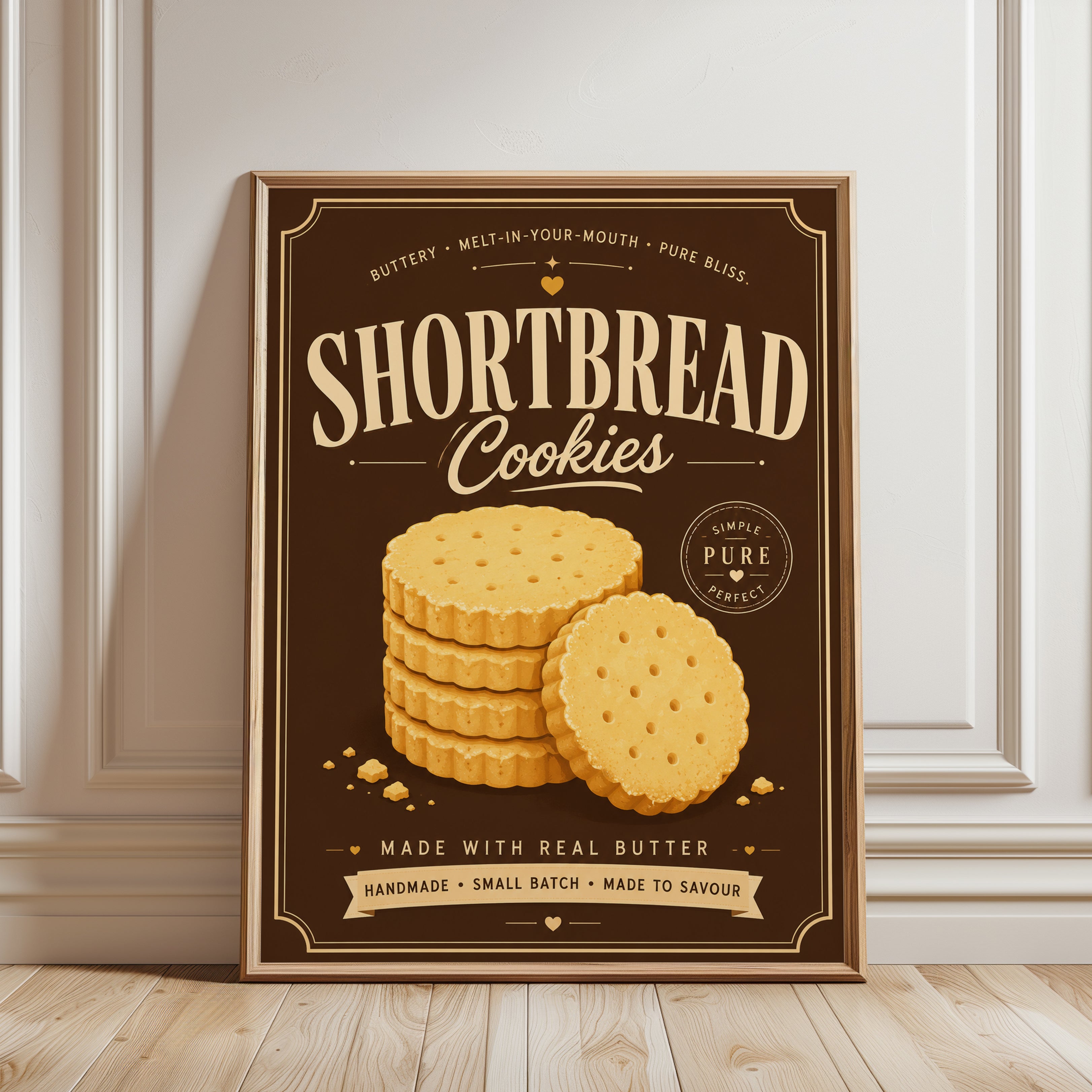 Vintage Cookie Poster – Shortbread Print - framed detail
