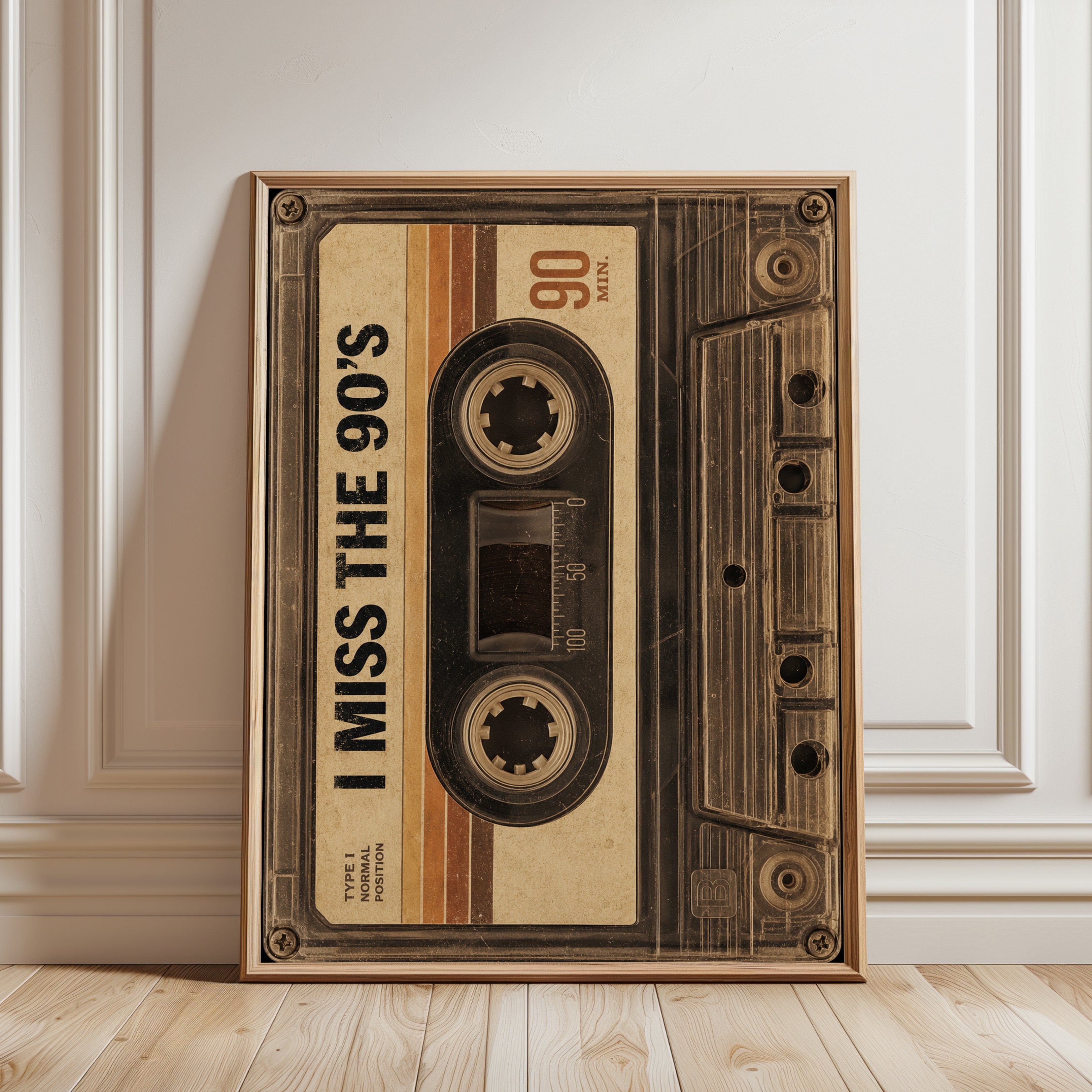 90s Nostalgia Cassette Tape Print - framed detail