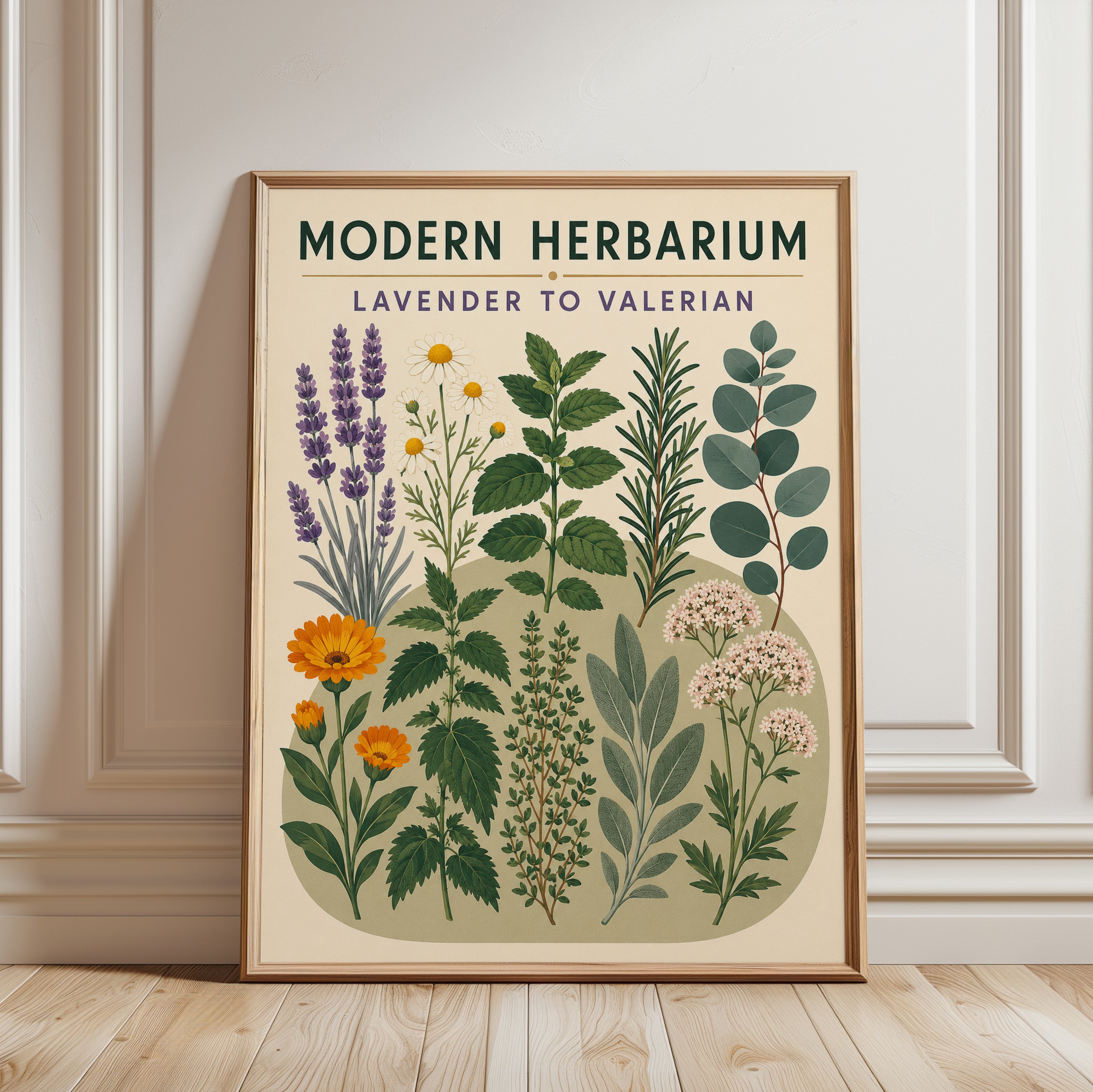 Botanical Wall Art: Lavender to Valerian - framed detail