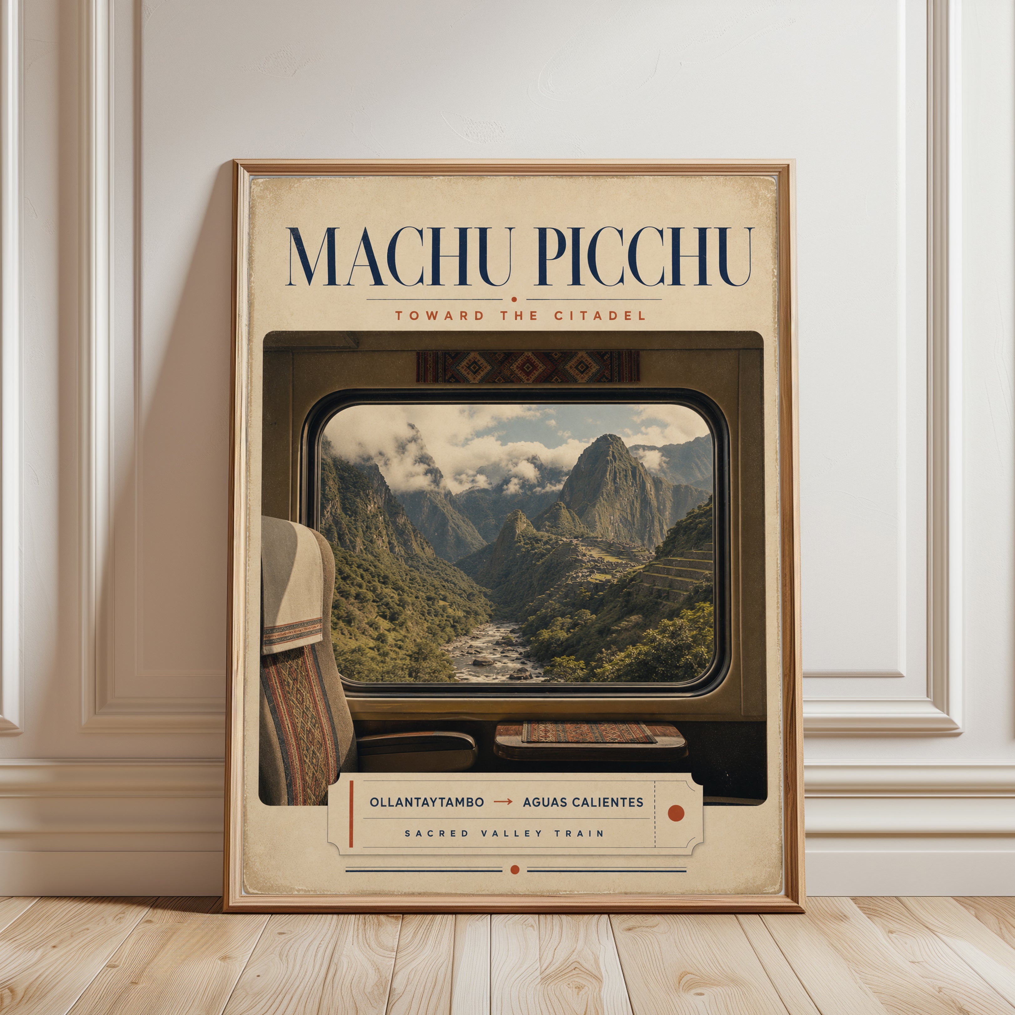 Vintage Travel Poster – Machu Picchu Print - framed detail
