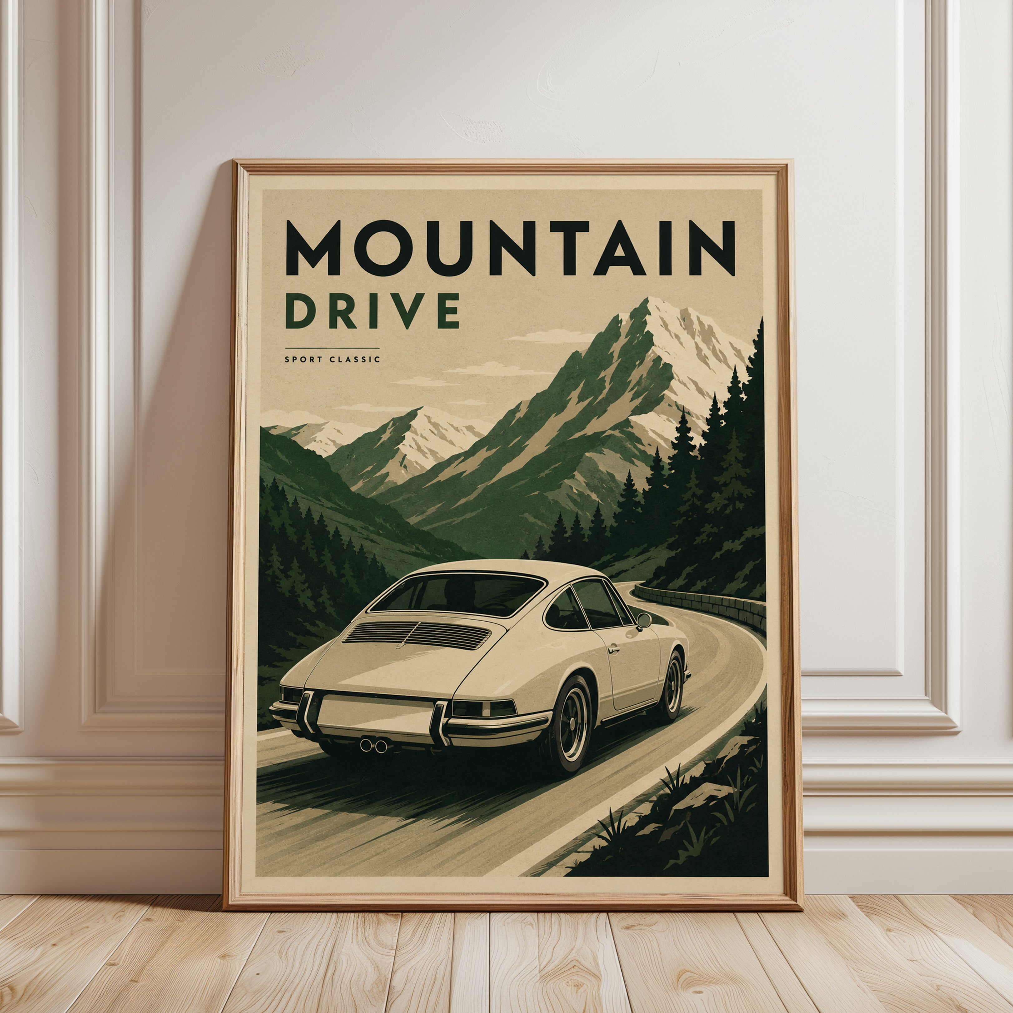 Vintage Porsche 911 Print - framed detail