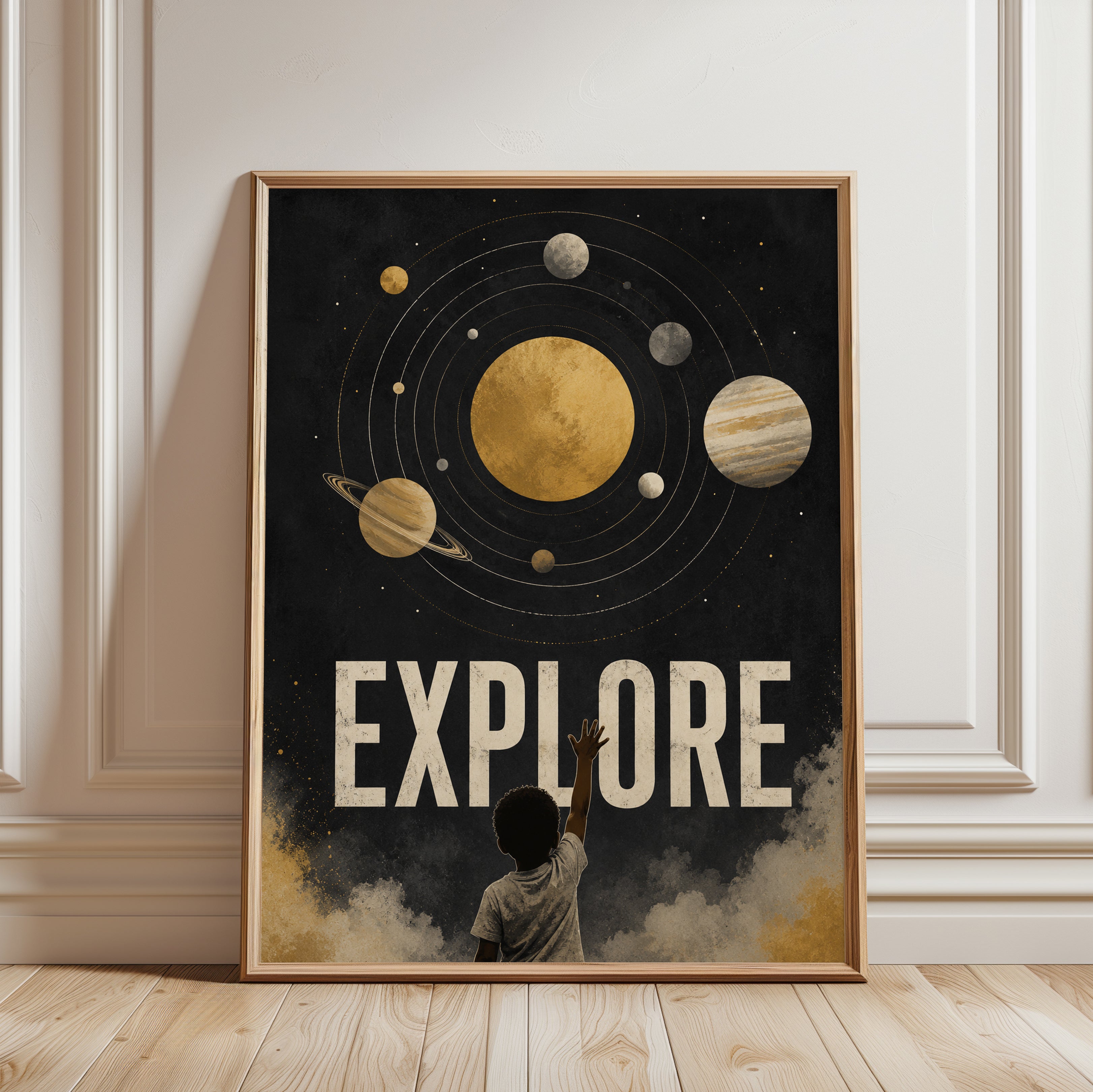 Solar System Wall Art – Space Poster - framed detail