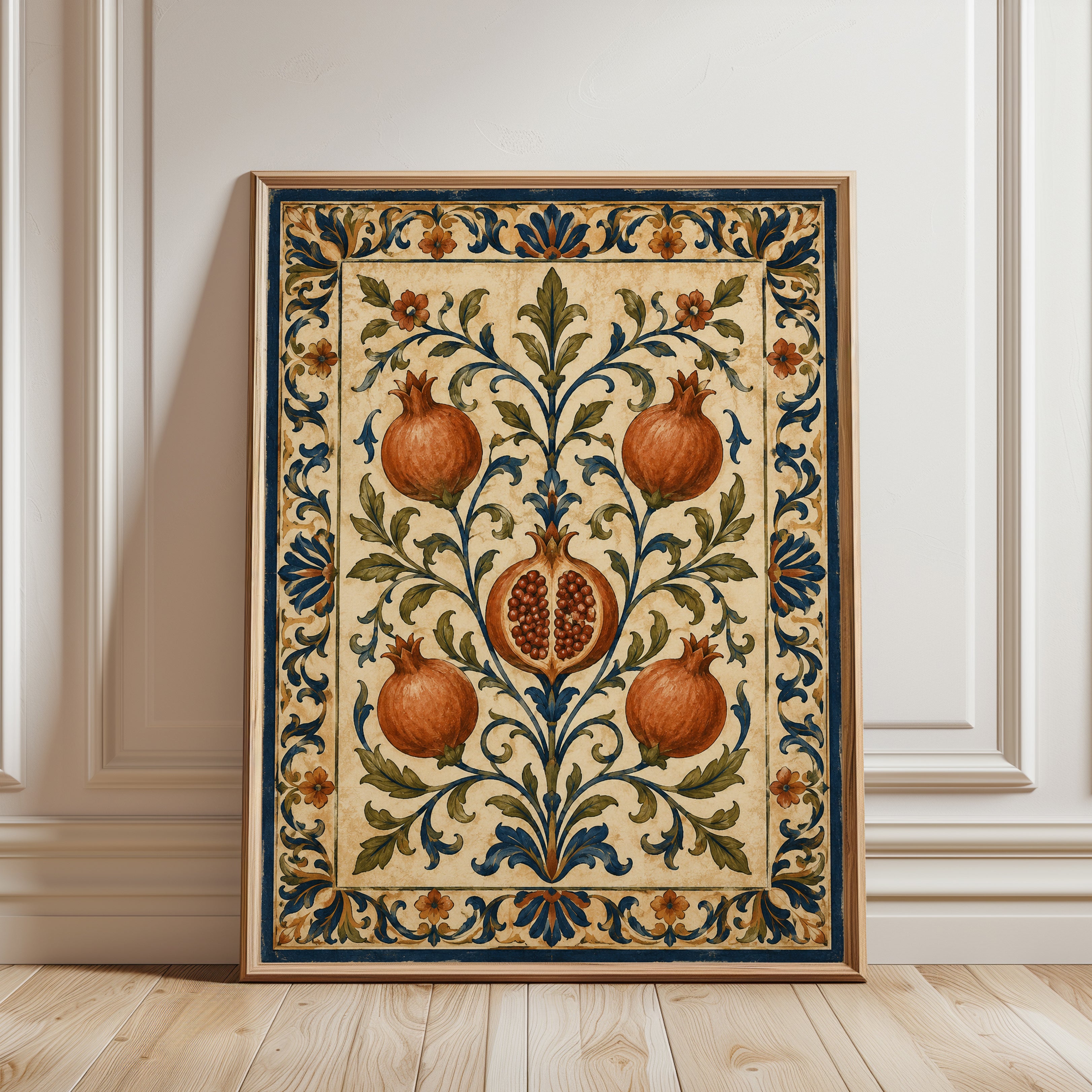 Pomegranate Wall Art – Vintage Botanical Print - framed detail
