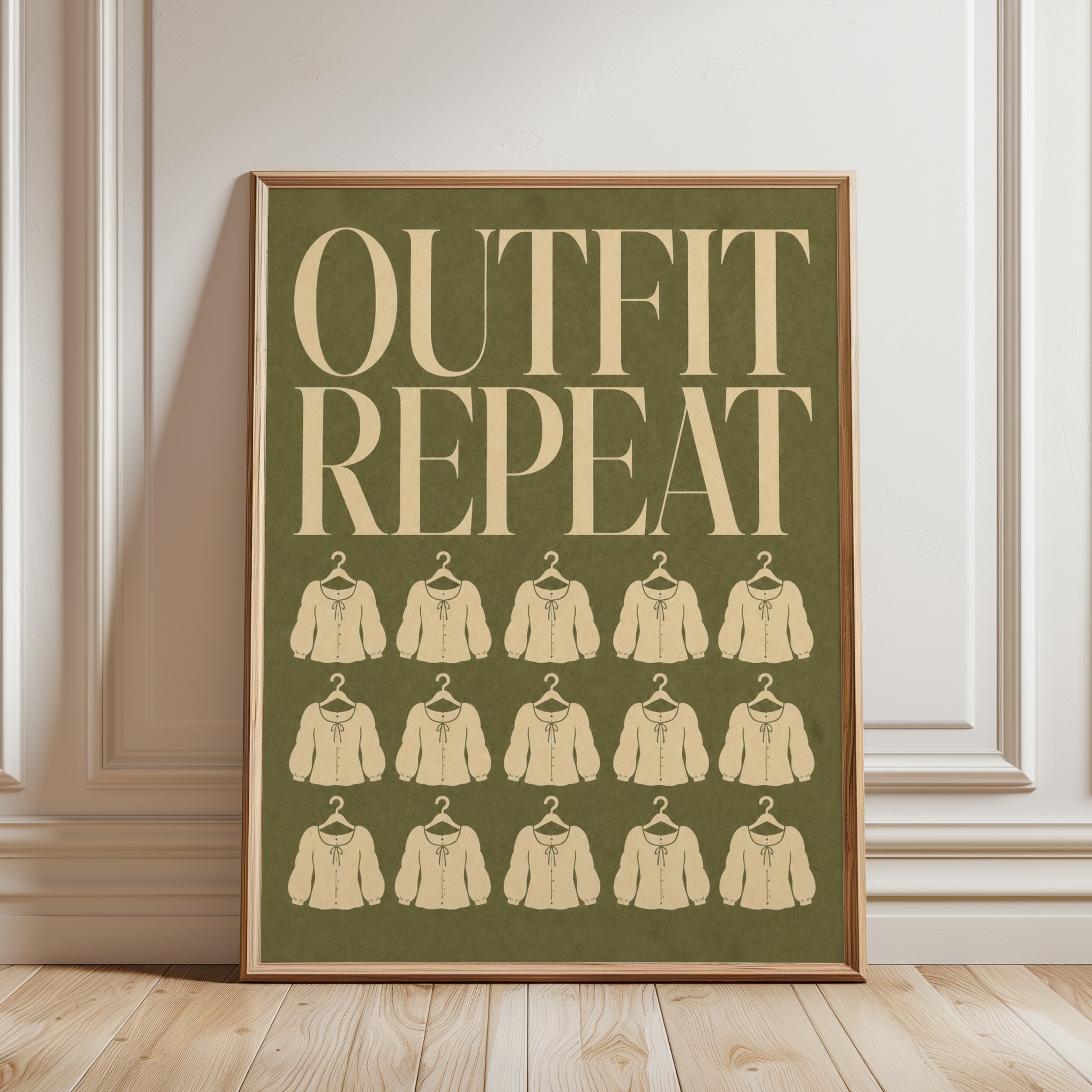 Outfit Repeat Print: Vintage Closet & Bedroom Wall Art (A4 or Larger) - framed detail
