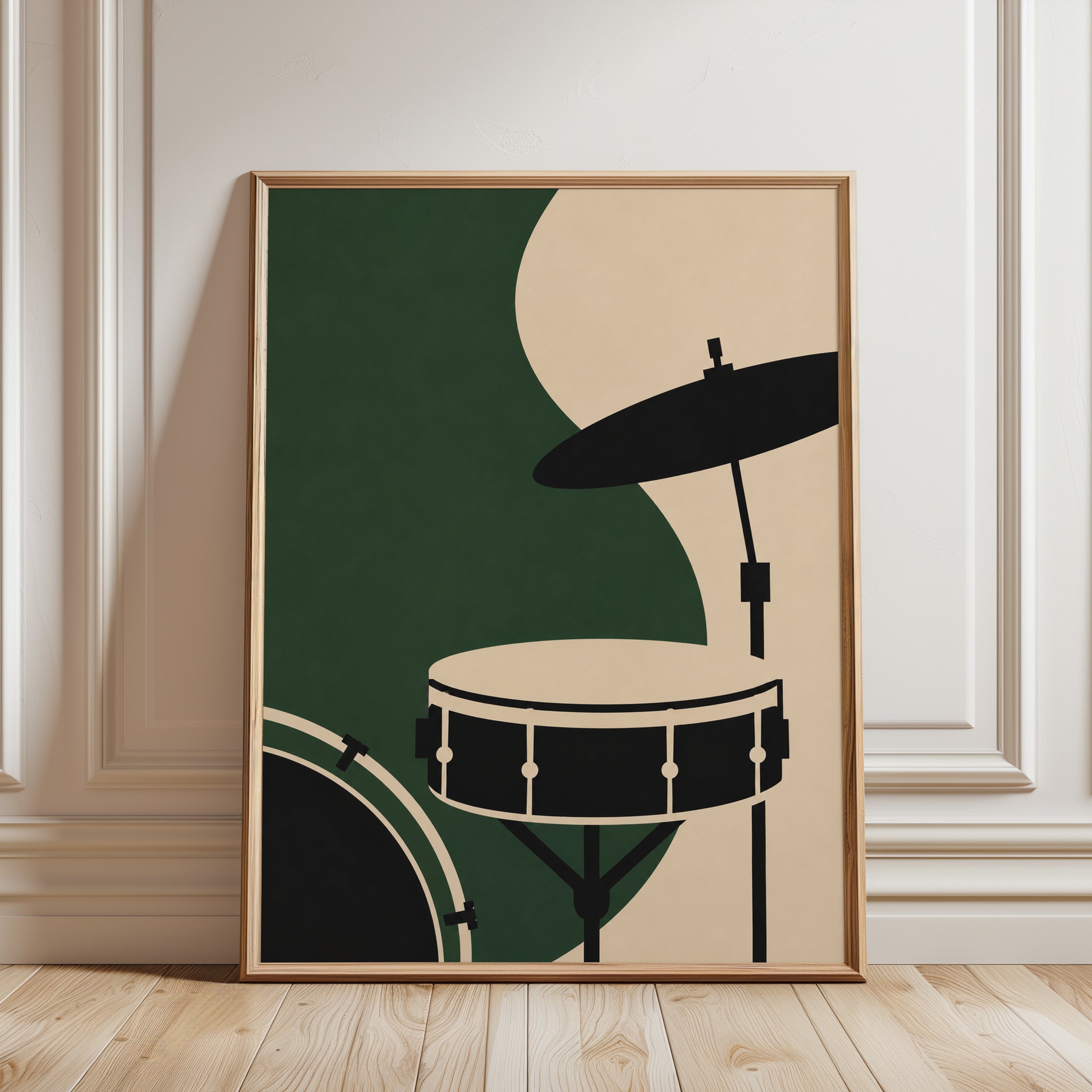 Drum Kit Wall Art – Music Room Decor - framed detail