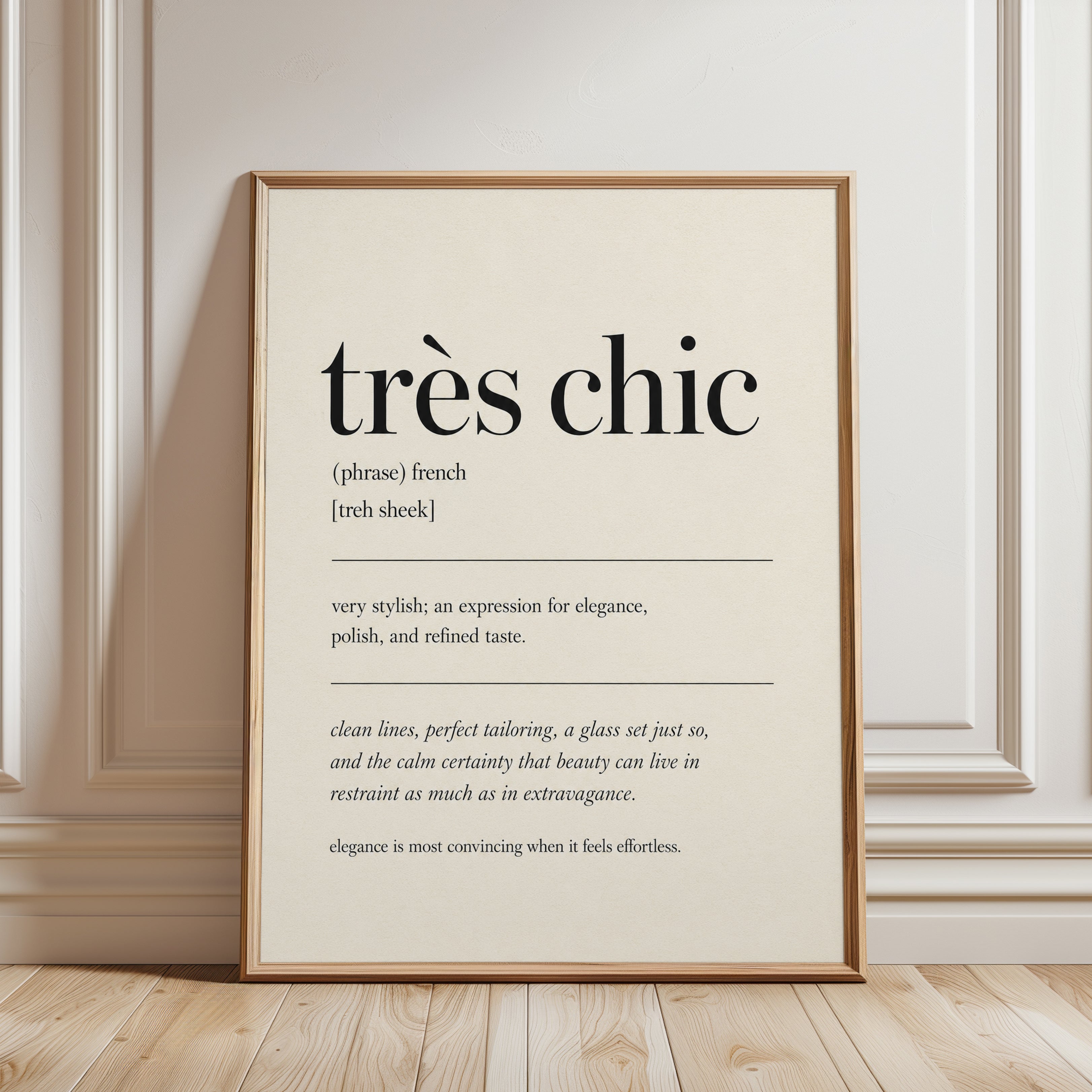 French Typography Print Très Chic - framed detail